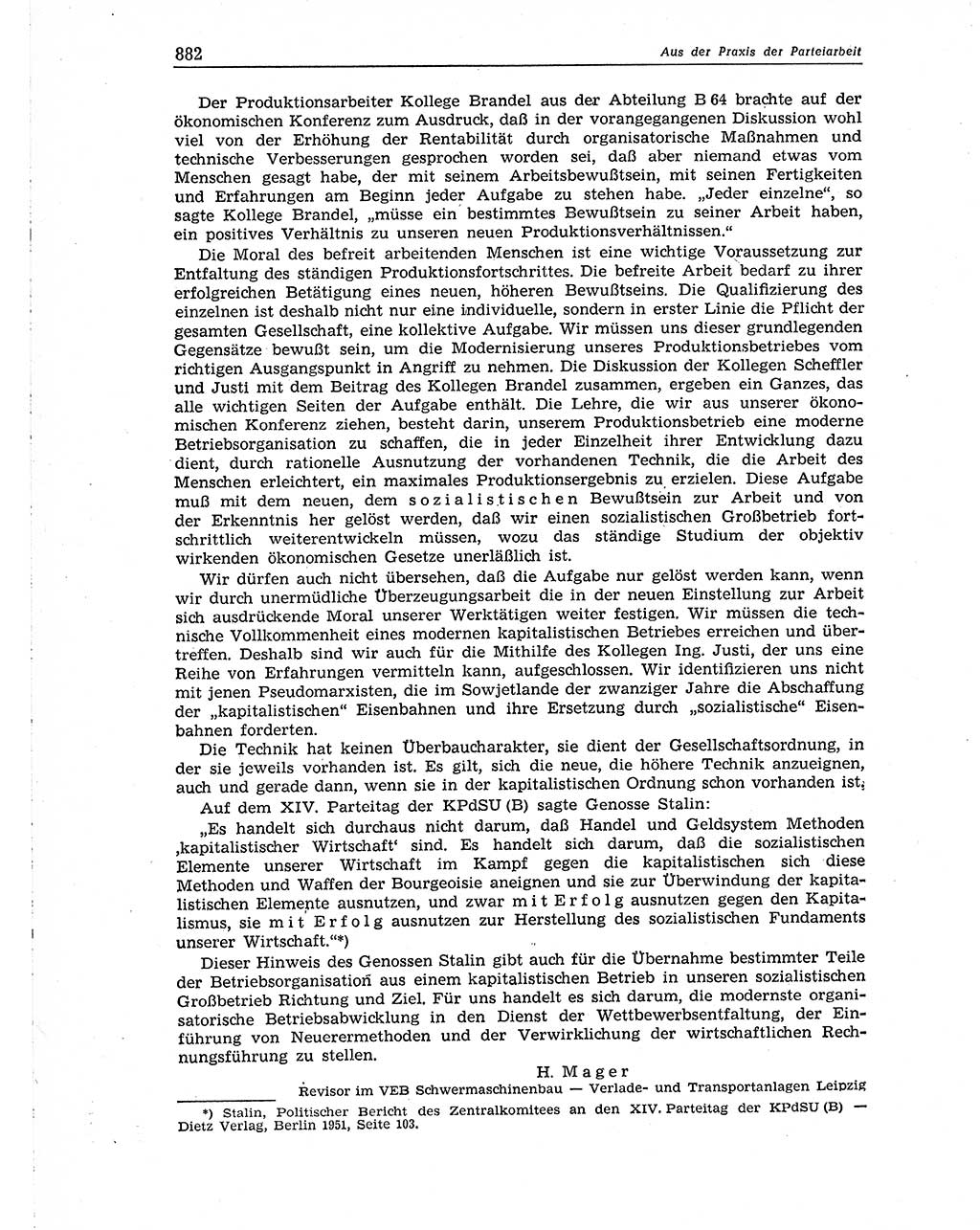 Neuer Weg (NW), Organ des Zentralkomitees (ZK) der SED (Sozialistische Einheitspartei Deutschlands) für Fragen des Parteiaufbaus und des Parteilebens, 10. Jahrgang [Deutsche Demokratische Republik (DDR)] 1955, Seite 882 (NW ZK SED DDR 1955, S. 882)