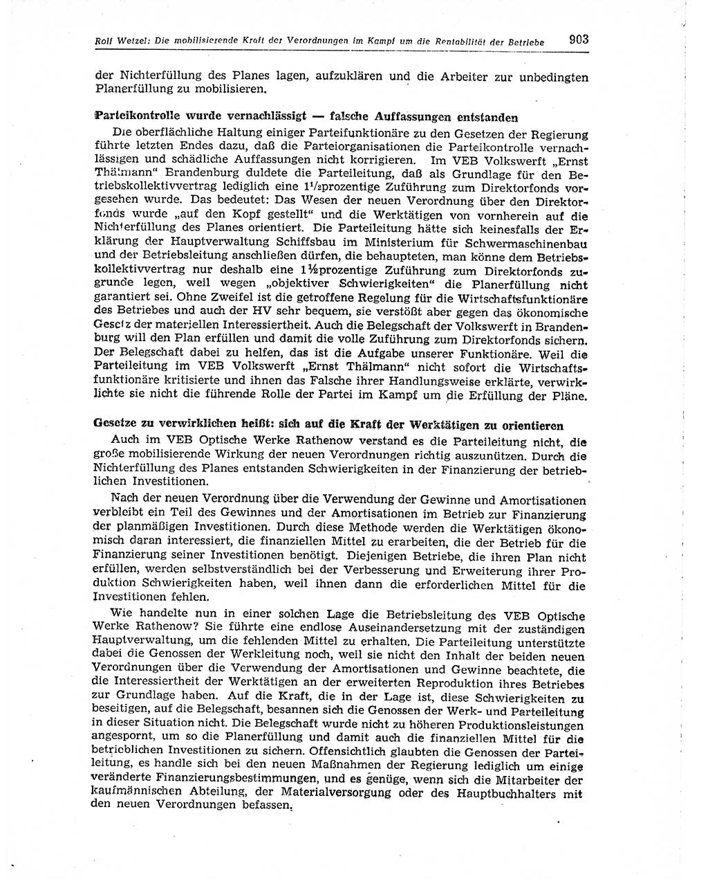 Neuer Weg (NW), Organ des Zentralkomitees (ZK) der SED (Sozialistische Einheitspartei Deutschlands) für Fragen des Parteiaufbaus und des Parteilebens, 10. Jahrgang [Deutsche Demokratische Republik (DDR)] 1955, Seite 903 (NW ZK SED DDR 1955, S. 903)