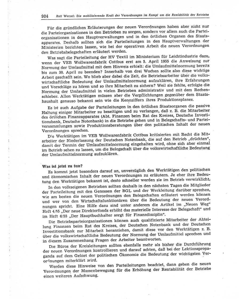 Neuer Weg (NW), Organ des Zentralkomitees (ZK) der SED (Sozialistische Einheitspartei Deutschlands) für Fragen des Parteiaufbaus und des Parteilebens, 10. Jahrgang [Deutsche Demokratische Republik (DDR)] 1955, Seite 904 (NW ZK SED DDR 1955, S. 904)