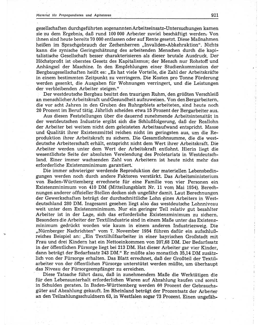 Neuer Weg (NW), Organ des Zentralkomitees (ZK) der SED (Sozialistische Einheitspartei Deutschlands) für Fragen des Parteiaufbaus und des Parteilebens, 10. Jahrgang [Deutsche Demokratische Republik (DDR)] 1955, Seite 921 (NW ZK SED DDR 1955, S. 921)