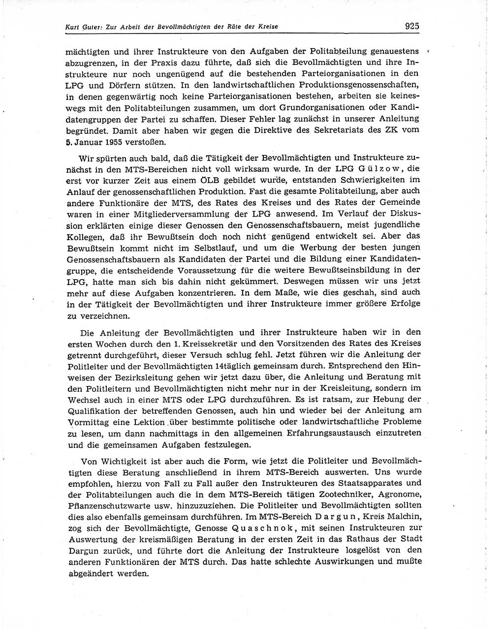 Neuer Weg (NW), Organ des Zentralkomitees (ZK) der SED (Sozialistische Einheitspartei Deutschlands) für Fragen des Parteiaufbaus und des Parteilebens, 10. Jahrgang [Deutsche Demokratische Republik (DDR)] 1955, Seite 925 (NW ZK SED DDR 1955, S. 925)