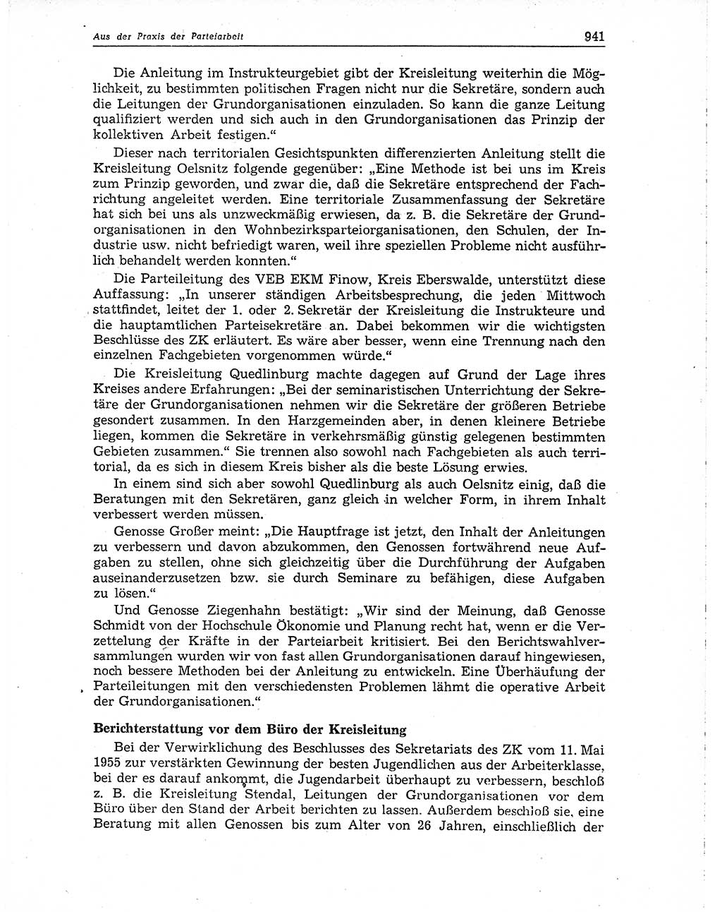 Neuer Weg (NW), Organ des Zentralkomitees (ZK) der SED (Sozialistische Einheitspartei Deutschlands) für Fragen des Parteiaufbaus und des Parteilebens, 10. Jahrgang [Deutsche Demokratische Republik (DDR)] 1955, Seite 941 (NW ZK SED DDR 1955, S. 941)