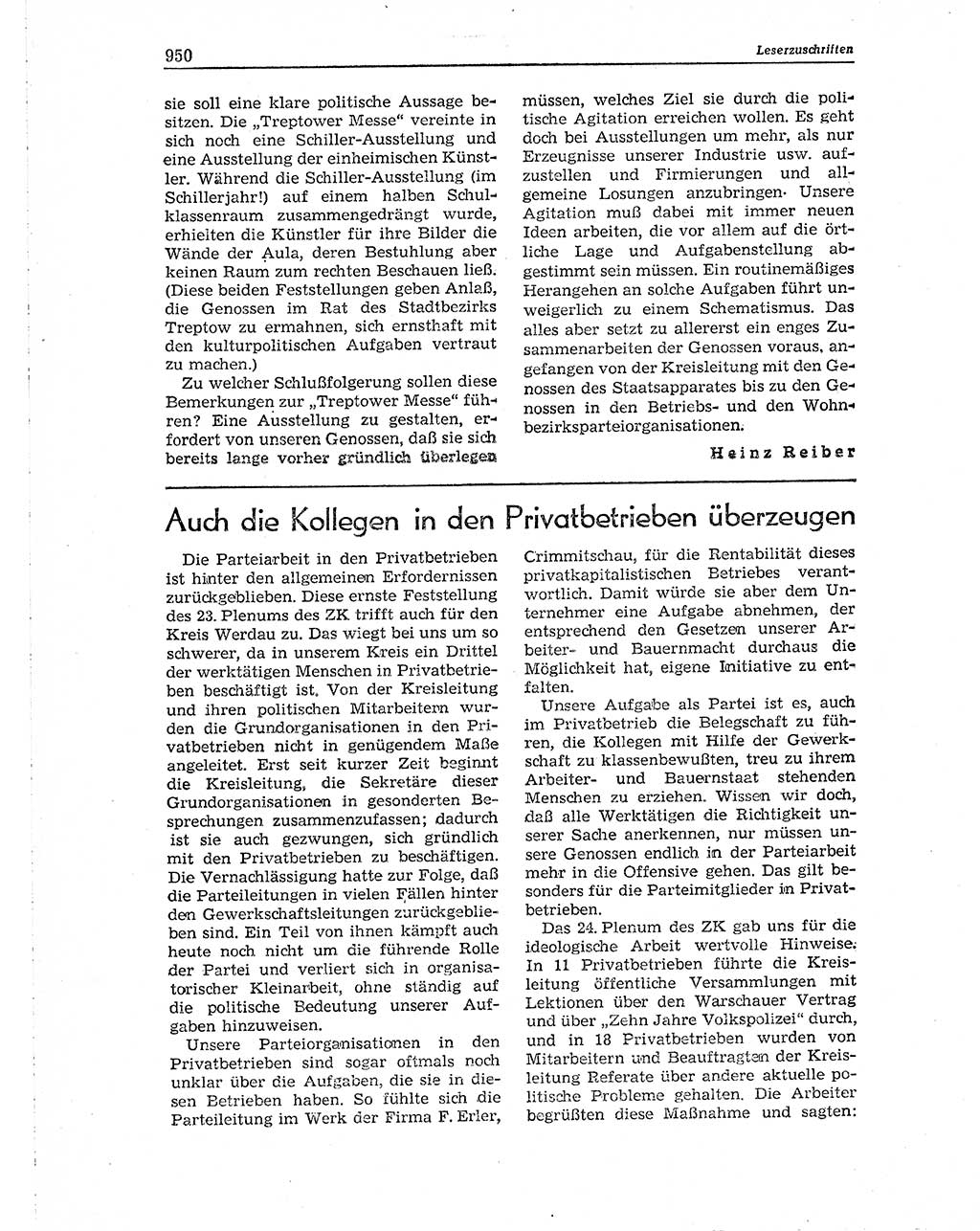 Neuer Weg (NW), Organ des Zentralkomitees (ZK) der SED (Sozialistische Einheitspartei Deutschlands) für Fragen des Parteiaufbaus und des Parteilebens, 10. Jahrgang [Deutsche Demokratische Republik (DDR)] 1955, Seite 950 (NW ZK SED DDR 1955, S. 950)