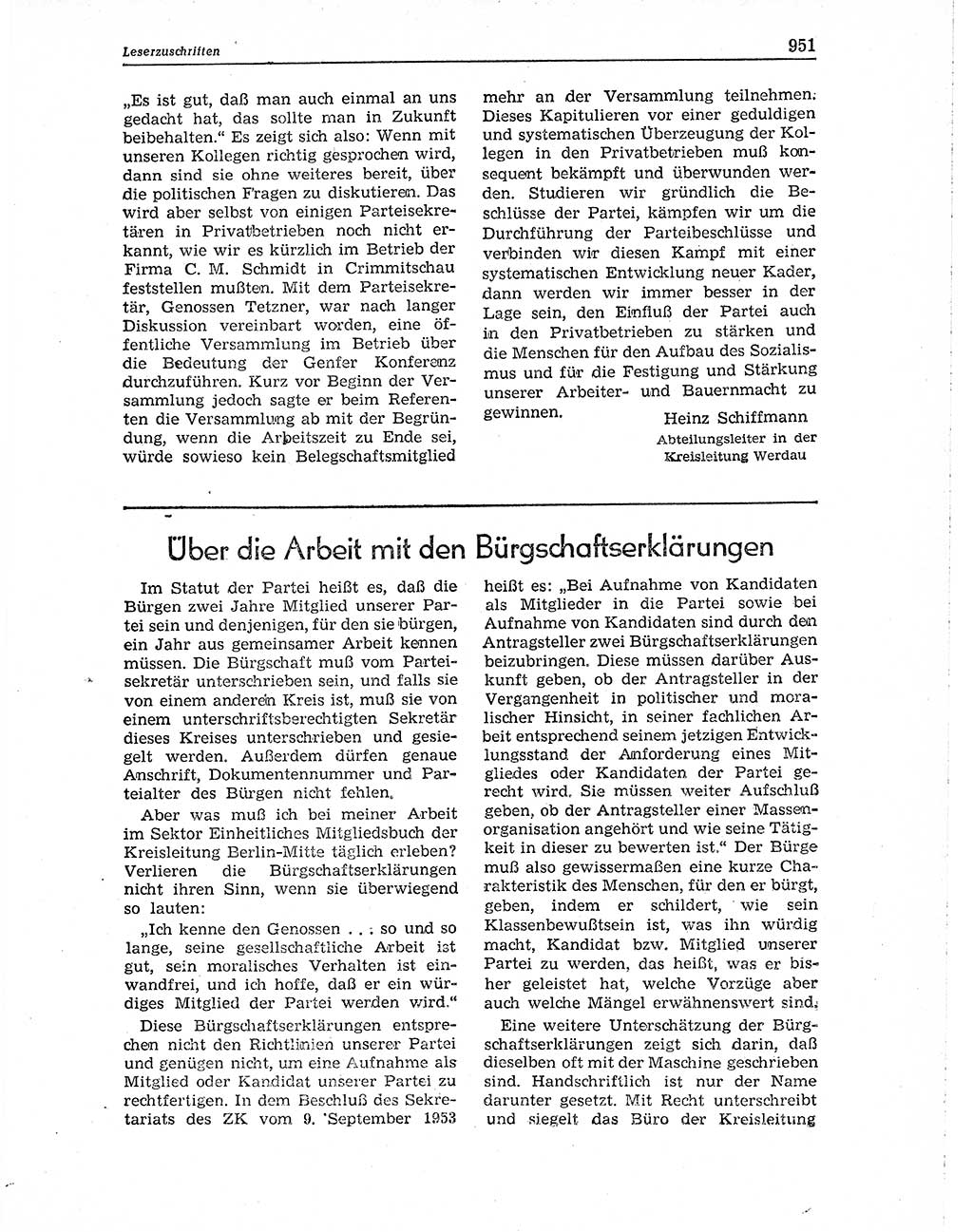 Neuer Weg (NW), Organ des Zentralkomitees (ZK) der SED (Sozialistische Einheitspartei Deutschlands) für Fragen des Parteiaufbaus und des Parteilebens, 10. Jahrgang [Deutsche Demokratische Republik (DDR)] 1955, Seite 951 (NW ZK SED DDR 1955, S. 951)