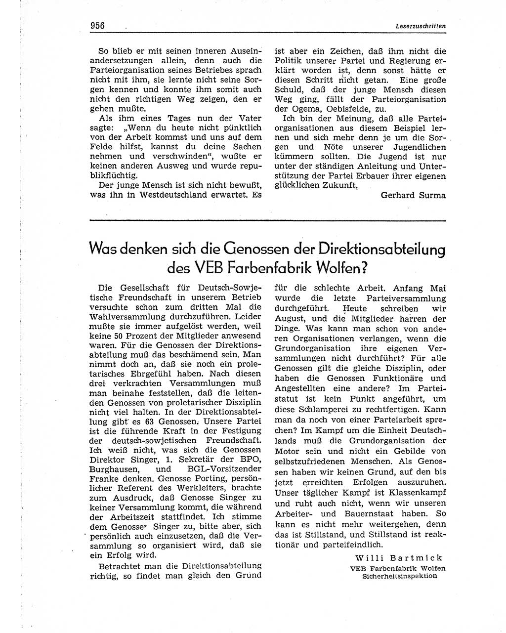 Neuer Weg (NW), Organ des Zentralkomitees (ZK) der SED (Sozialistische Einheitspartei Deutschlands) für Fragen des Parteiaufbaus und des Parteilebens, 10. Jahrgang [Deutsche Demokratische Republik (DDR)] 1955, Seite 956 (NW ZK SED DDR 1955, S. 956)
