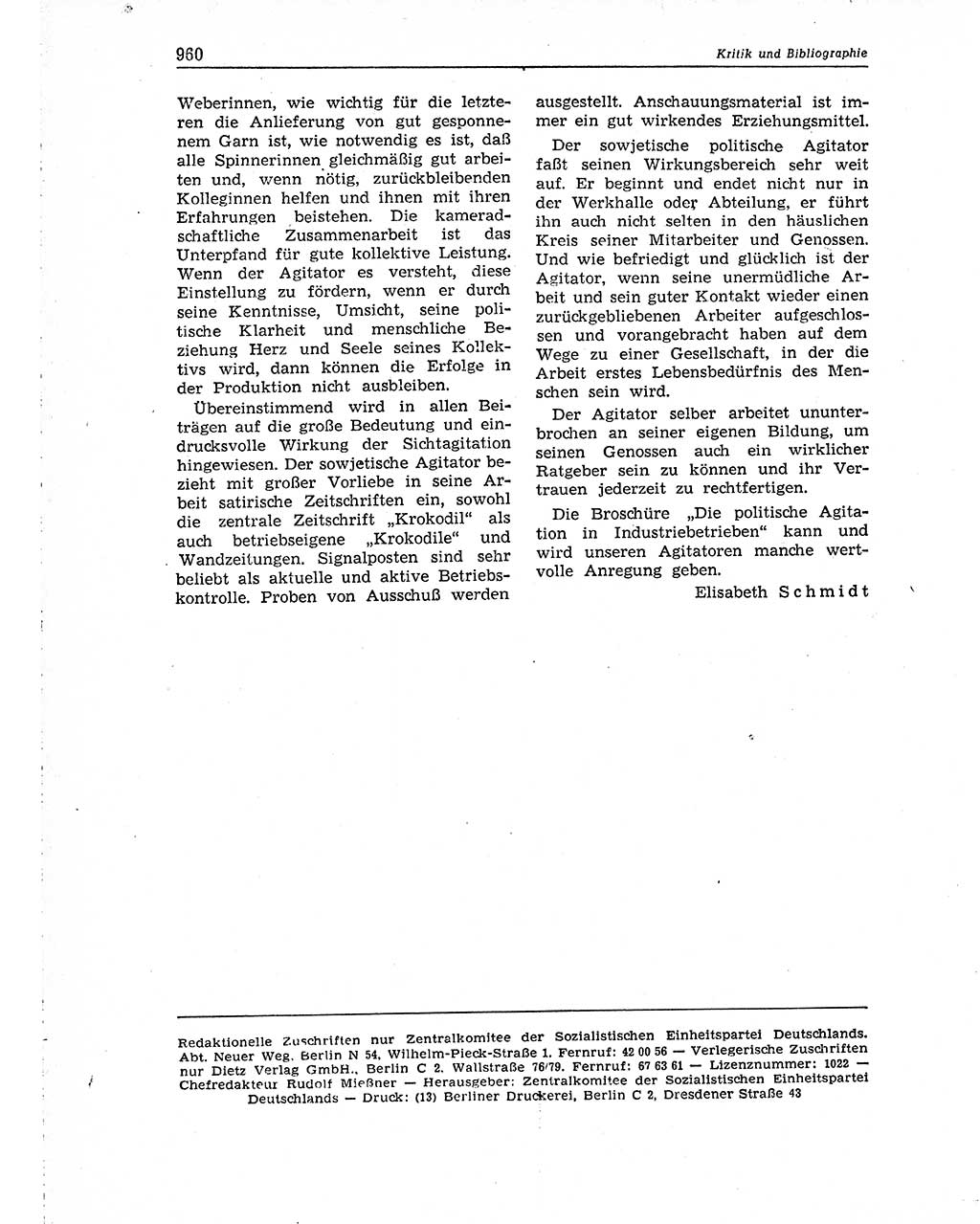 Neuer Weg (NW), Organ des Zentralkomitees (ZK) der SED (Sozialistische Einheitspartei Deutschlands) für Fragen des Parteiaufbaus und des Parteilebens, 10. Jahrgang [Deutsche Demokratische Republik (DDR)] 1955, Seite 960 (NW ZK SED DDR 1955, S. 960)