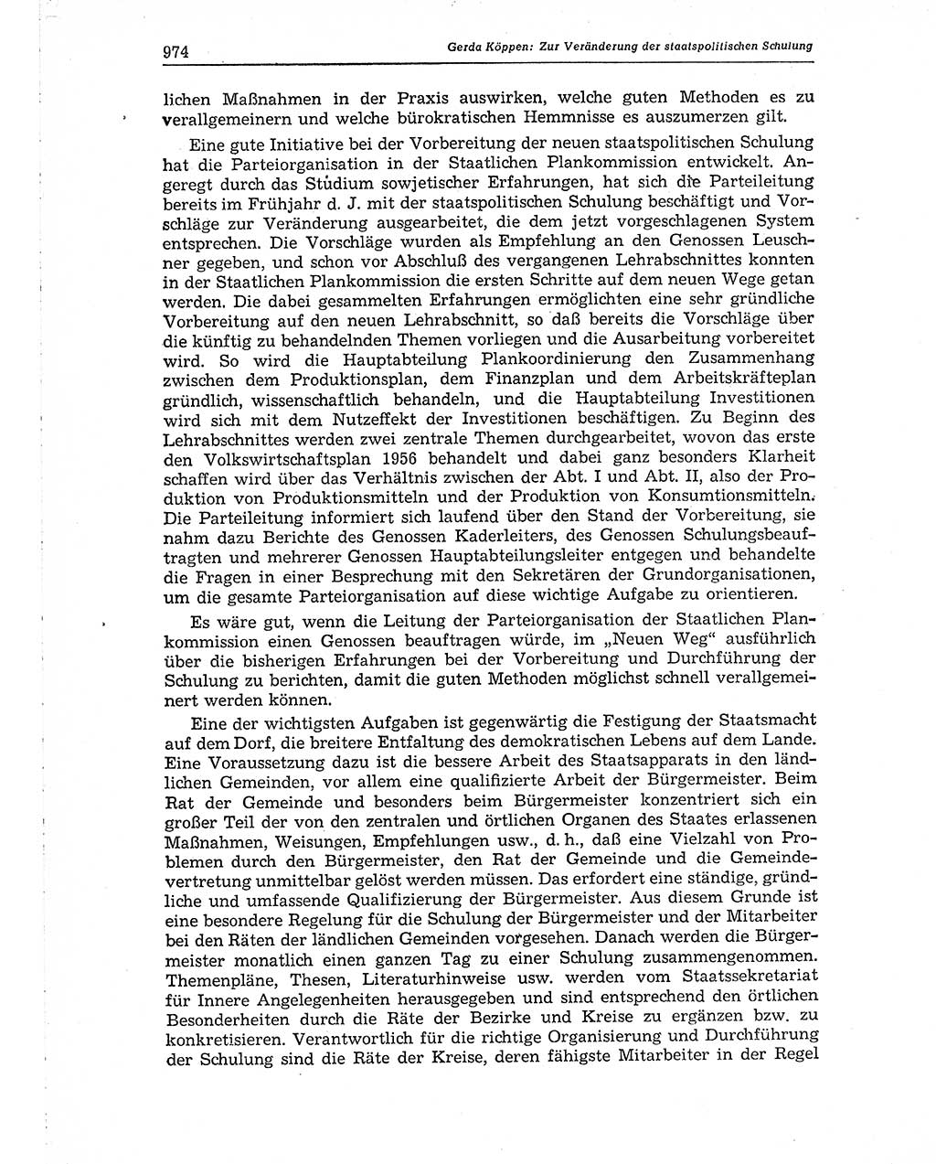 Neuer Weg (NW), Organ des Zentralkomitees (ZK) der SED (Sozialistische Einheitspartei Deutschlands) für Fragen des Parteiaufbaus und des Parteilebens, 10. Jahrgang [Deutsche Demokratische Republik (DDR)] 1955, Seite 974 (NW ZK SED DDR 1955, S. 974)