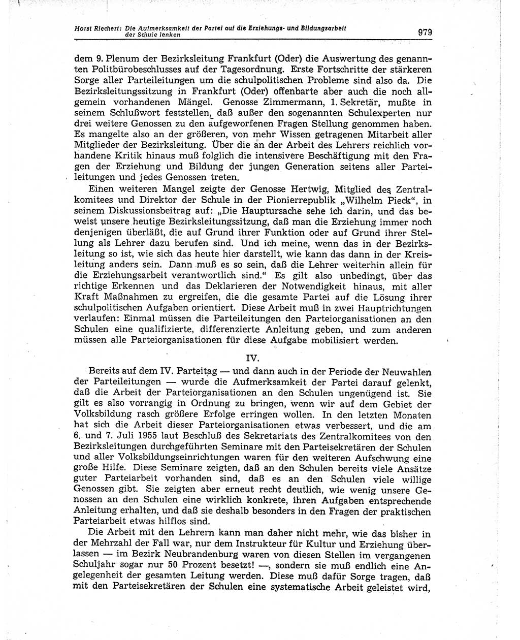 Neuer Weg (NW), Organ des Zentralkomitees (ZK) der SED (Sozialistische Einheitspartei Deutschlands) für Fragen des Parteiaufbaus und des Parteilebens, 10. Jahrgang [Deutsche Demokratische Republik (DDR)] 1955, Seite 979 (NW ZK SED DDR 1955, S. 979)