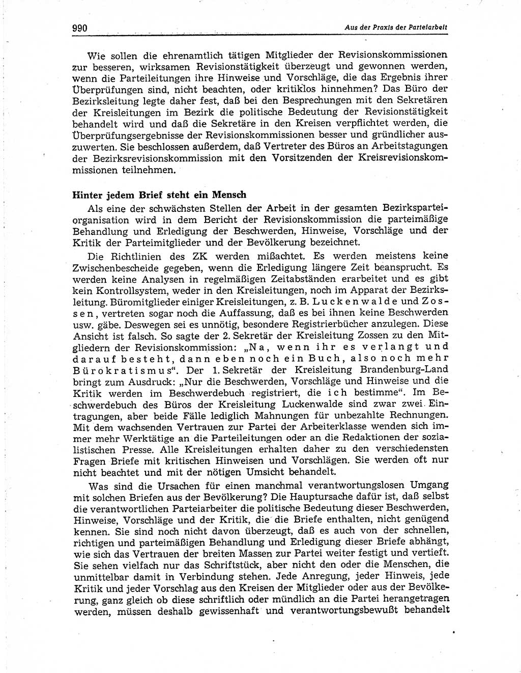 Neuer Weg (NW), Organ des Zentralkomitees (ZK) der SED (Sozialistische Einheitspartei Deutschlands) für Fragen des Parteiaufbaus und des Parteilebens, 10. Jahrgang [Deutsche Demokratische Republik (DDR)] 1955, Seite 990 (NW ZK SED DDR 1955, S. 990)