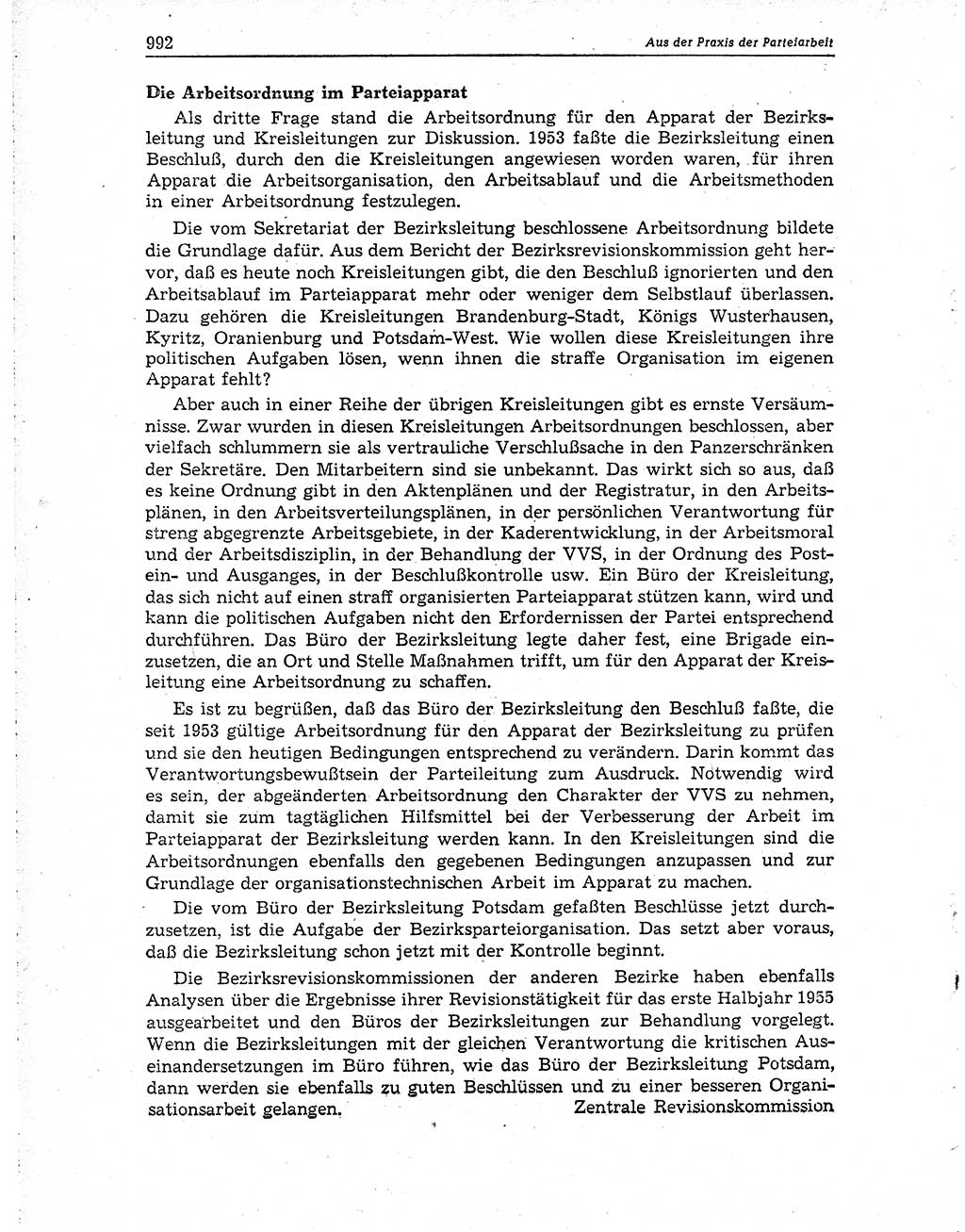 Neuer Weg (NW), Organ des Zentralkomitees (ZK) der SED (Sozialistische Einheitspartei Deutschlands) für Fragen des Parteiaufbaus und des Parteilebens, 10. Jahrgang [Deutsche Demokratische Republik (DDR)] 1955, Seite 992 (NW ZK SED DDR 1955, S. 992)