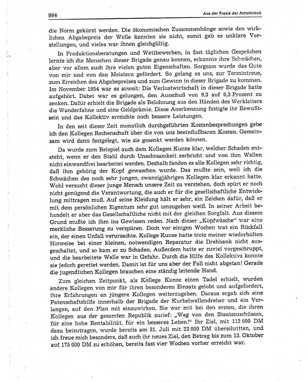 Neuer Weg (NW), Organ des Zentralkomitees (ZK) der SED (Sozialistische Einheitspartei Deutschlands) für Fragen des Parteiaufbaus und des Parteilebens, 10. Jahrgang [Deutsche Demokratische Republik (DDR)] 1955, Seite 994 (NW ZK SED DDR 1955, S. 994)
