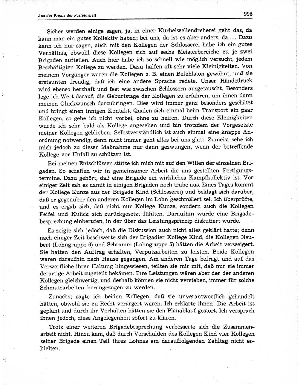 Neuer Weg (NW), Organ des Zentralkomitees (ZK) der SED (Sozialistische Einheitspartei Deutschlands) für Fragen des Parteiaufbaus und des Parteilebens, 10. Jahrgang [Deutsche Demokratische Republik (DDR)] 1955, Seite 995 (NW ZK SED DDR 1955, S. 995)
