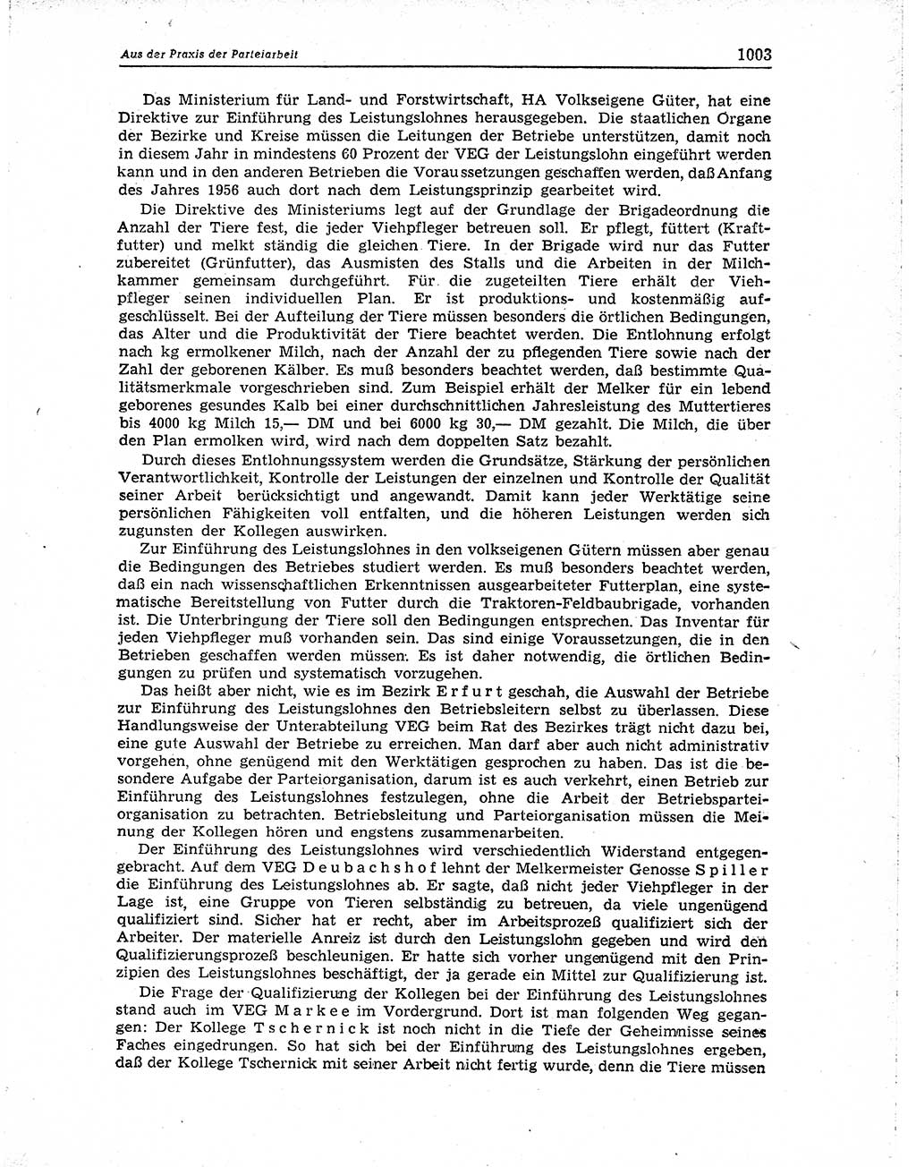 Neuer Weg (NW), Organ des Zentralkomitees (ZK) der SED (Sozialistische Einheitspartei Deutschlands) für Fragen des Parteiaufbaus und des Parteilebens, 10. Jahrgang [Deutsche Demokratische Republik (DDR)] 1955, Seite 1003 (NW ZK SED DDR 1955, S. 1003)