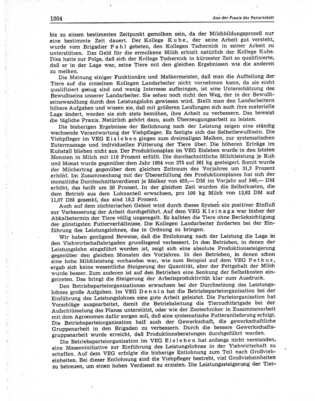 Neuer Weg (NW), Organ des Zentralkomitees (ZK) der SED (Sozialistische Einheitspartei Deutschlands) für Fragen des Parteiaufbaus und des Parteilebens, 10. Jahrgang [Deutsche Demokratische Republik (DDR)] 1955, Seite 1004 (NW ZK SED DDR 1955, S. 1004)