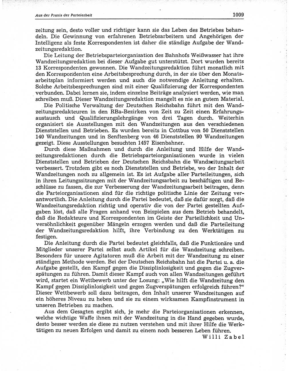 Neuer Weg (NW), Organ des Zentralkomitees (ZK) der SED (Sozialistische Einheitspartei Deutschlands) für Fragen des Parteiaufbaus und des Parteilebens, 10. Jahrgang [Deutsche Demokratische Republik (DDR)] 1955, Seite 1009 (NW ZK SED DDR 1955, S. 1009)