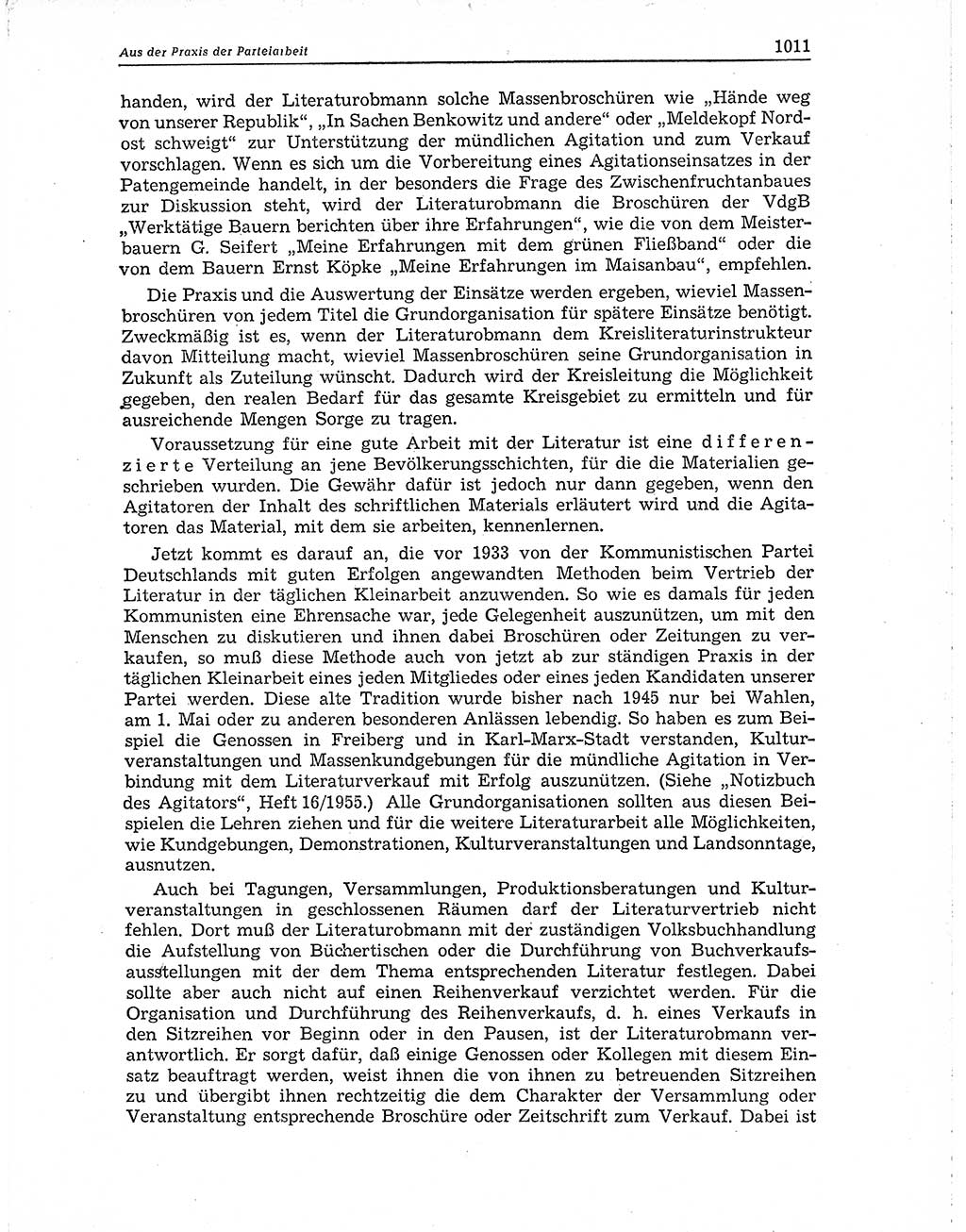 Neuer Weg (NW), Organ des Zentralkomitees (ZK) der SED (Sozialistische Einheitspartei Deutschlands) für Fragen des Parteiaufbaus und des Parteilebens, 10. Jahrgang [Deutsche Demokratische Republik (DDR)] 1955, Seite 1011 (NW ZK SED DDR 1955, S. 1011)