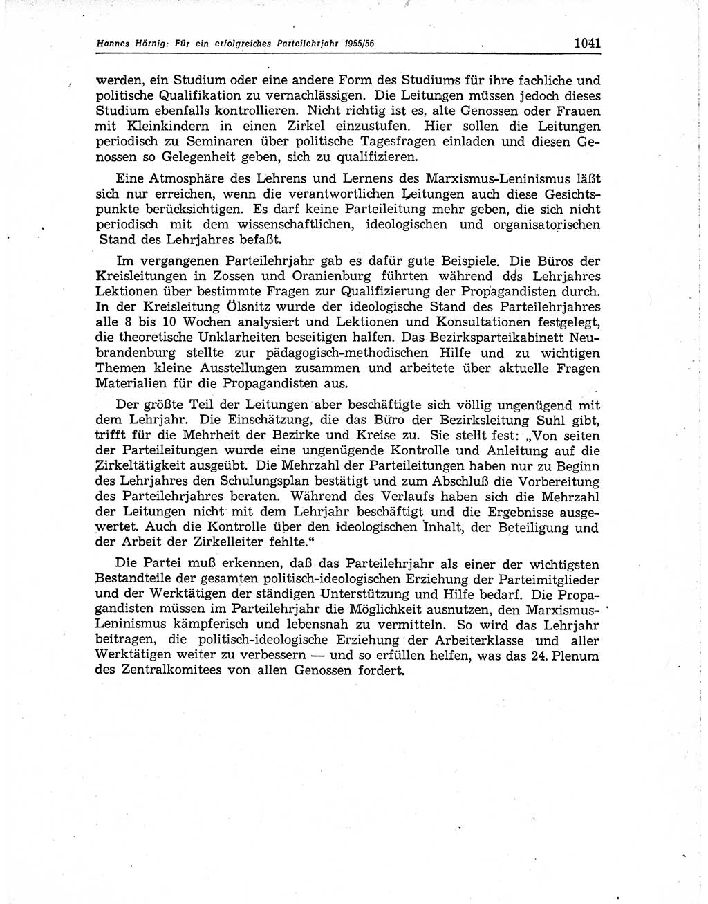 Neuer Weg (NW), Organ des Zentralkomitees (ZK) der SED (Sozialistische Einheitspartei Deutschlands) für Fragen des Parteiaufbaus und des Parteilebens, 10. Jahrgang [Deutsche Demokratische Republik (DDR)] 1955, Seite 1041 (NW ZK SED DDR 1955, S. 1041)