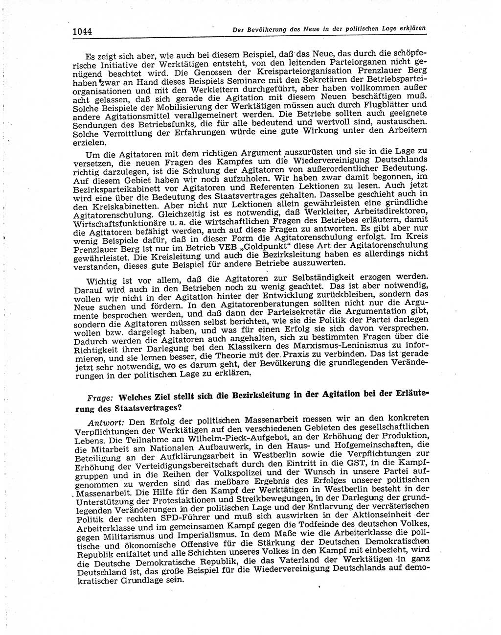 Neuer Weg (NW), Organ des Zentralkomitees (ZK) der SED (Sozialistische Einheitspartei Deutschlands) für Fragen des Parteiaufbaus und des Parteilebens, 10. Jahrgang [Deutsche Demokratische Republik (DDR)] 1955, Seite 1044 (NW ZK SED DDR 1955, S. 1044)