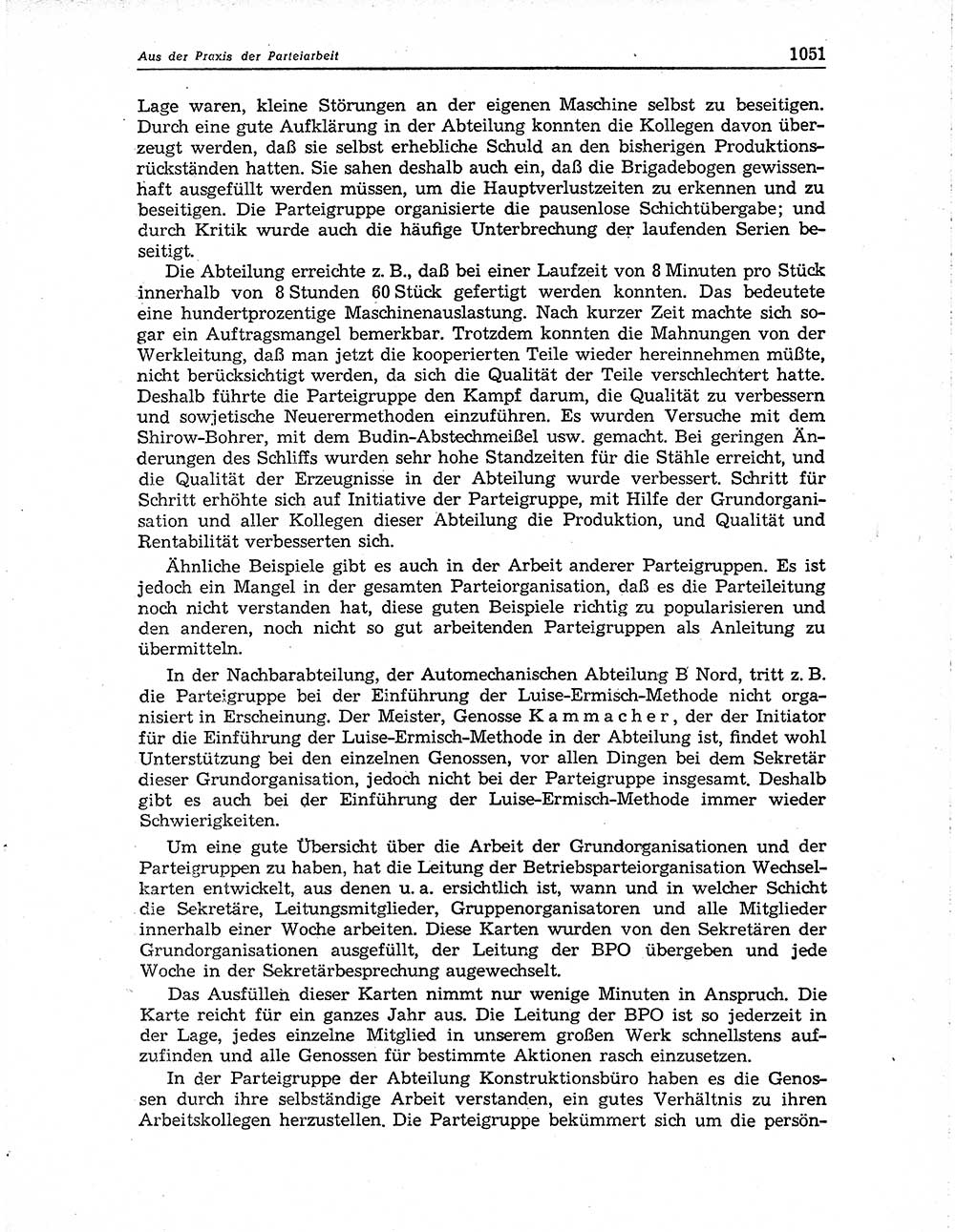 Neuer Weg (NW), Organ des Zentralkomitees (ZK) der SED (Sozialistische Einheitspartei Deutschlands) für Fragen des Parteiaufbaus und des Parteilebens, 10. Jahrgang [Deutsche Demokratische Republik (DDR)] 1955, Seite 1051 (NW ZK SED DDR 1955, S. 1051)
