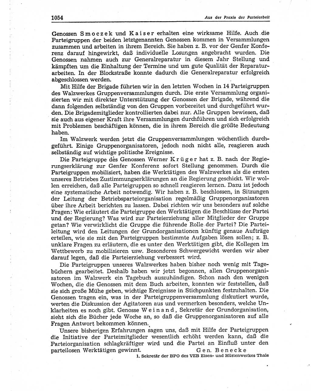 Neuer Weg (NW), Organ des Zentralkomitees (ZK) der SED (Sozialistische Einheitspartei Deutschlands) für Fragen des Parteiaufbaus und des Parteilebens, 10. Jahrgang [Deutsche Demokratische Republik (DDR)] 1955, Seite 1054 (NW ZK SED DDR 1955, S. 1054)