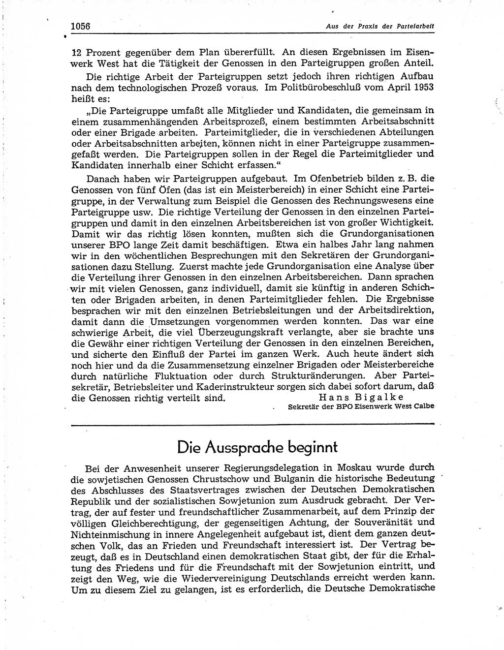 Neuer Weg (NW), Organ des Zentralkomitees (ZK) der SED (Sozialistische Einheitspartei Deutschlands) für Fragen des Parteiaufbaus und des Parteilebens, 10. Jahrgang [Deutsche Demokratische Republik (DDR)] 1955, Seite 1056 (NW ZK SED DDR 1955, S. 1056)