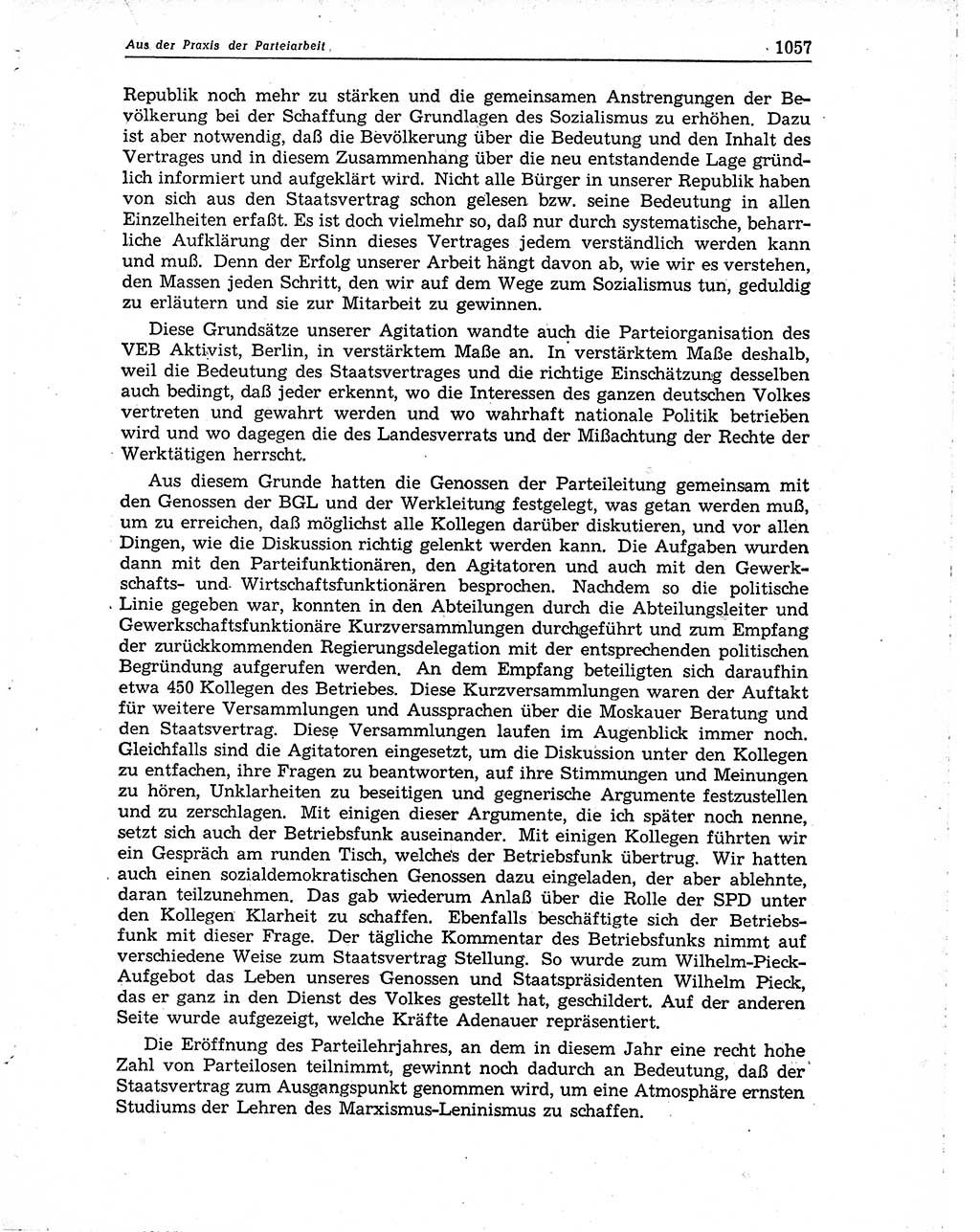 Neuer Weg (NW), Organ des Zentralkomitees (ZK) der SED (Sozialistische Einheitspartei Deutschlands) für Fragen des Parteiaufbaus und des Parteilebens, 10. Jahrgang [Deutsche Demokratische Republik (DDR)] 1955, Seite 1057 (NW ZK SED DDR 1955, S. 1057)