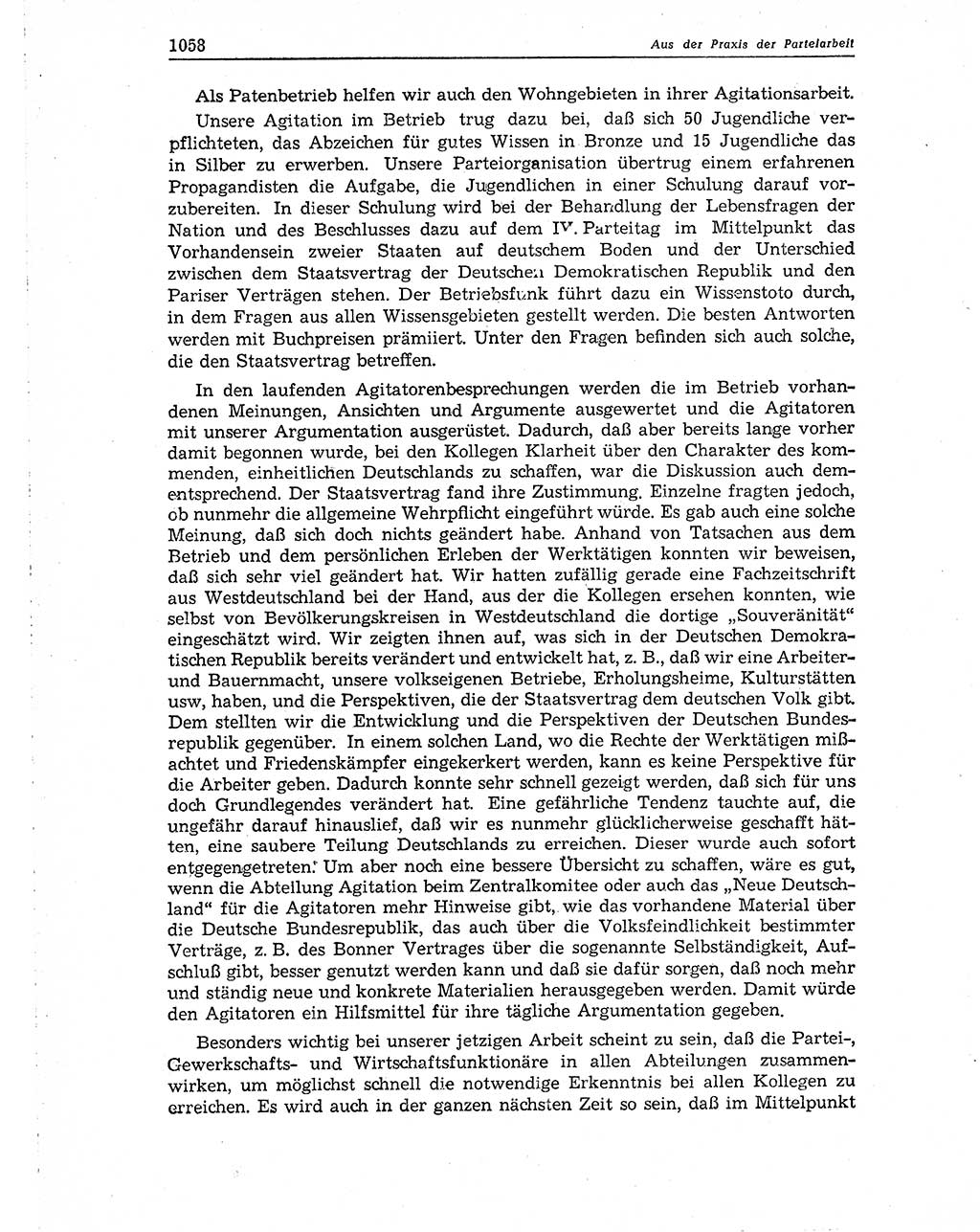 Neuer Weg (NW), Organ des Zentralkomitees (ZK) der SED (Sozialistische Einheitspartei Deutschlands) für Fragen des Parteiaufbaus und des Parteilebens, 10. Jahrgang [Deutsche Demokratische Republik (DDR)] 1955, Seite 1058 (NW ZK SED DDR 1955, S. 1058)