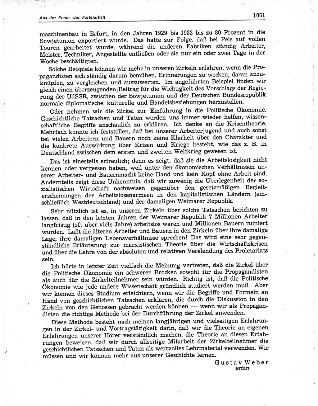 Neuer Weg (NW), Organ des Zentralkomitees (ZK) der SED (Sozialistische Einheitspartei Deutschlands) für Fragen des Parteiaufbaus und des Parteilebens, 10. Jahrgang [Deutsche Demokratische Republik (DDR)] 1955, Seite 1061 (NW ZK SED DDR 1955, S. 1061)
