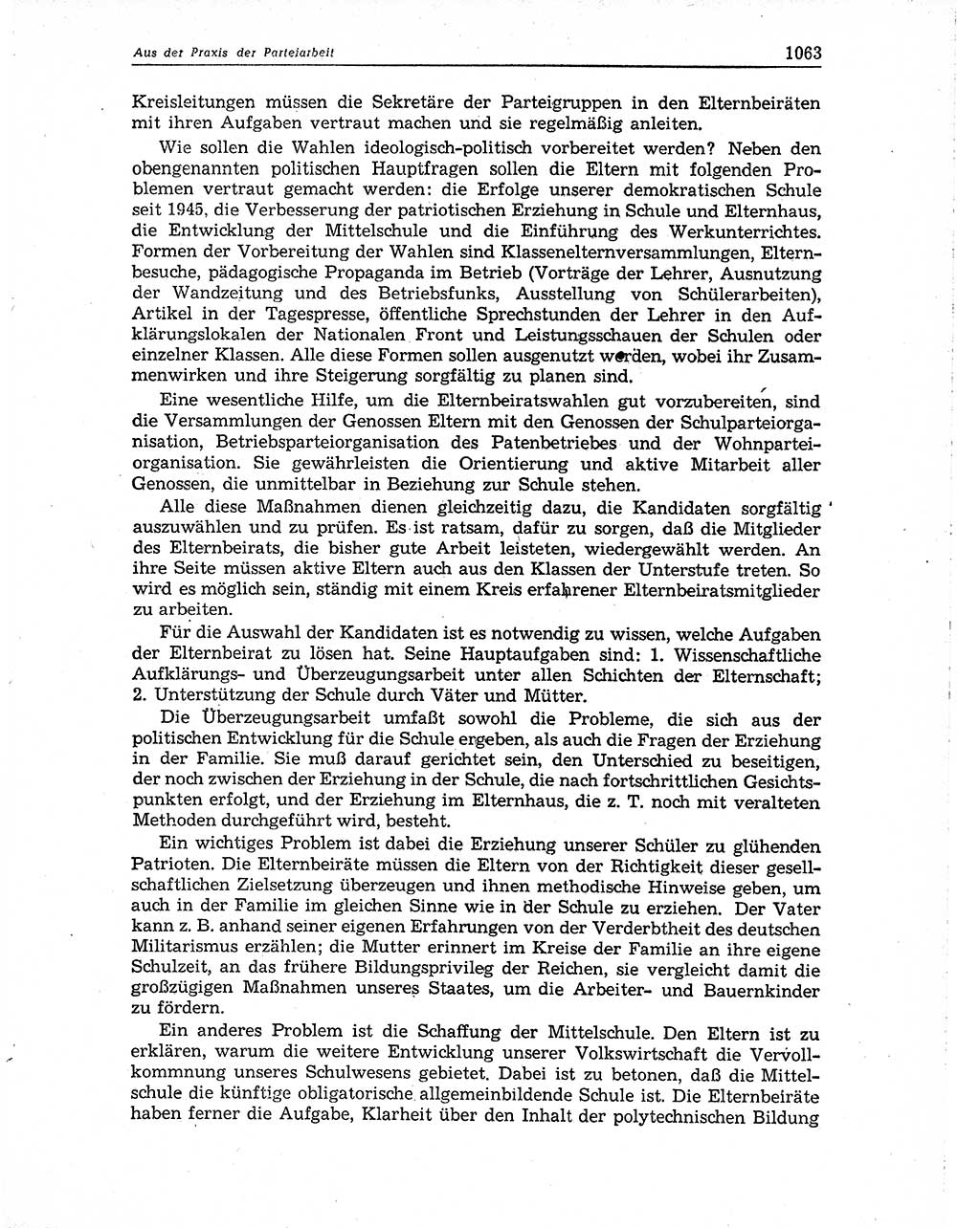 Neuer Weg (NW), Organ des Zentralkomitees (ZK) der SED (Sozialistische Einheitspartei Deutschlands) für Fragen des Parteiaufbaus und des Parteilebens, 10. Jahrgang [Deutsche Demokratische Republik (DDR)] 1955, Seite 1063 (NW ZK SED DDR 1955, S. 1063)