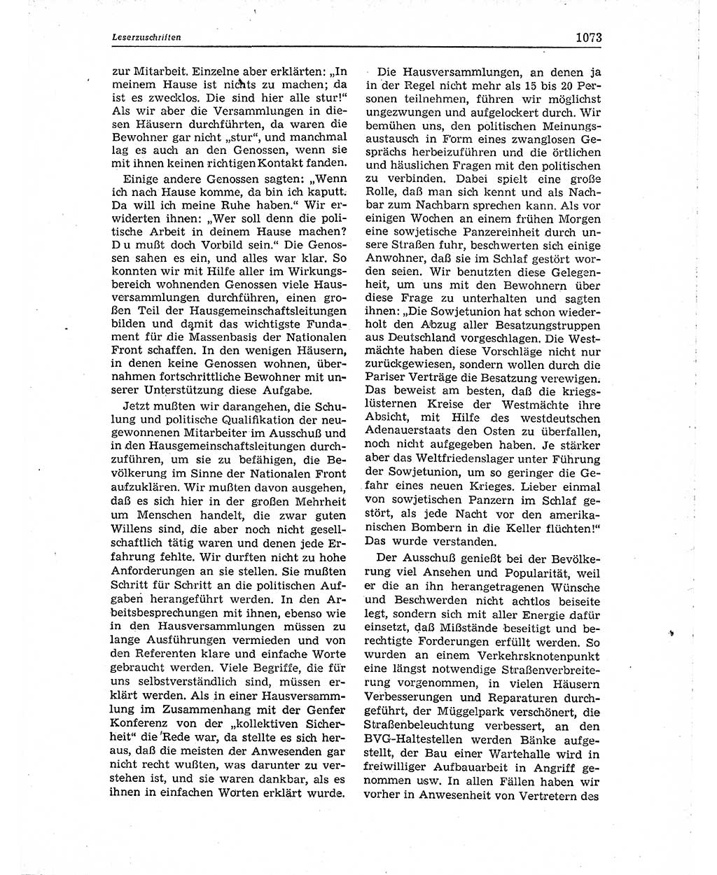 Neuer Weg (NW), Organ des Zentralkomitees (ZK) der SED (Sozialistische Einheitspartei Deutschlands) für Fragen des Parteiaufbaus und des Parteilebens, 10. Jahrgang [Deutsche Demokratische Republik (DDR)] 1955, Seite 1073 (NW ZK SED DDR 1955, S. 1073)