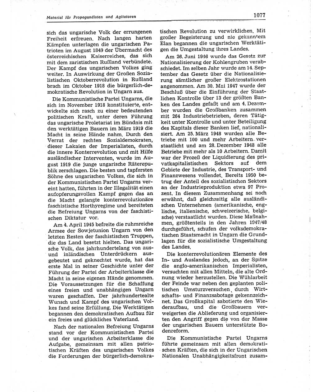 Neuer Weg (NW), Organ des Zentralkomitees (ZK) der SED (Sozialistische Einheitspartei Deutschlands) für Fragen des Parteiaufbaus und des Parteilebens, 10. Jahrgang [Deutsche Demokratische Republik (DDR)] 1955, Seite 1077 (NW ZK SED DDR 1955, S. 1077)