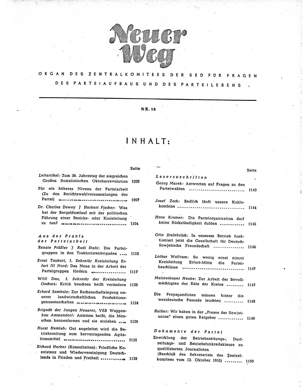 Neuer Weg (NW), Organ des Zentralkomitees (ZK) der SED (Sozialistische Einheitspartei Deutschlands) für Fragen des Parteiaufbaus und des Parteilebens, 10. Jahrgang [Deutsche Demokratische Republik (DDR)] 1955, Seite 1089 (NW ZK SED DDR 1955, S. 1089)