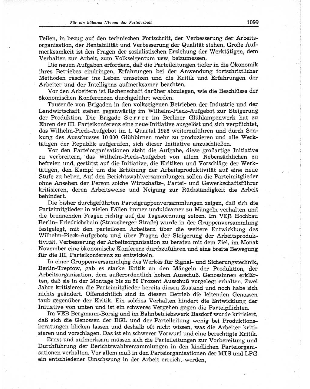 Neuer Weg (NW), Organ des Zentralkomitees (ZK) der SED (Sozialistische Einheitspartei Deutschlands) für Fragen des Parteiaufbaus und des Parteilebens, 10. Jahrgang [Deutsche Demokratische Republik (DDR)] 1955, Seite 1099 (NW ZK SED DDR 1955, S. 1099)