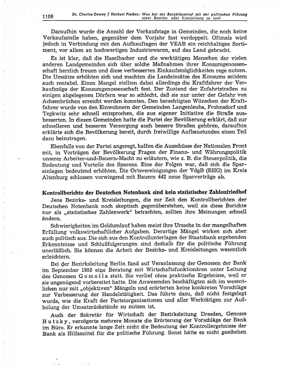 Neuer Weg (NW), Organ des Zentralkomitees (ZK) der SED (Sozialistische Einheitspartei Deutschlands) für Fragen des Parteiaufbaus und des Parteilebens, 10. Jahrgang [Deutsche Demokratische Republik (DDR)] 1955, Seite 1106 (NW ZK SED DDR 1955, S. 1106)