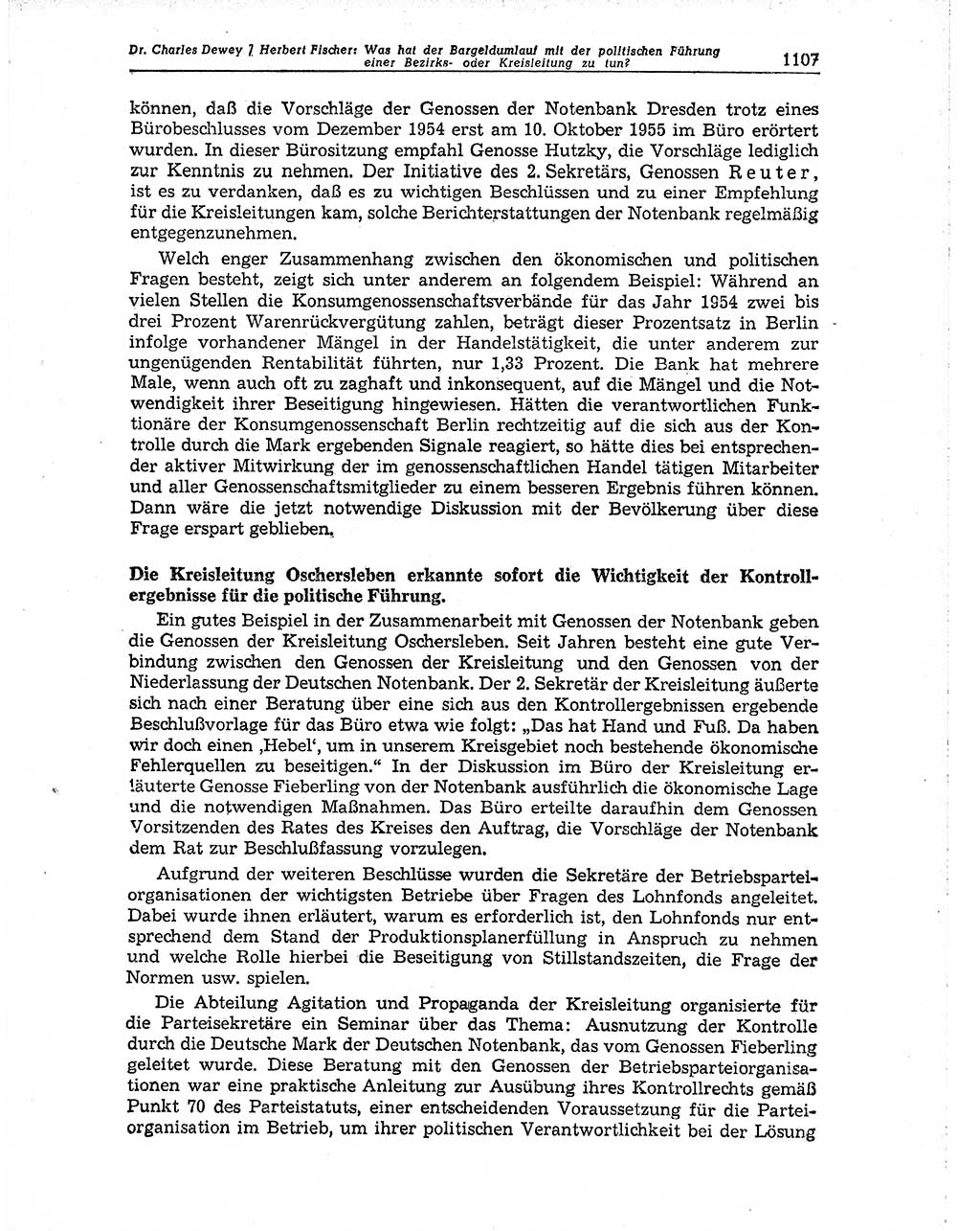 Neuer Weg (NW), Organ des Zentralkomitees (ZK) der SED (Sozialistische Einheitspartei Deutschlands) für Fragen des Parteiaufbaus und des Parteilebens, 10. Jahrgang [Deutsche Demokratische Republik (DDR)] 1955, Seite 1107 (NW ZK SED DDR 1955, S. 1107)