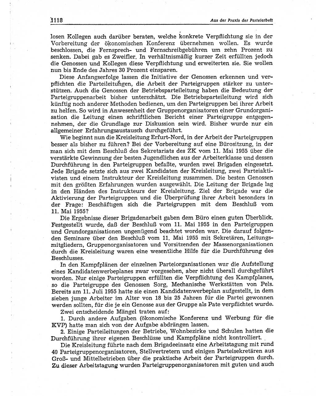 Neuer Weg (NW), Organ des Zentralkomitees (ZK) der SED (Sozialistische Einheitspartei Deutschlands) für Fragen des Parteiaufbaus und des Parteilebens, 10. Jahrgang [Deutsche Demokratische Republik (DDR)] 1955, Seite 1118 (NW ZK SED DDR 1955, S. 1118)