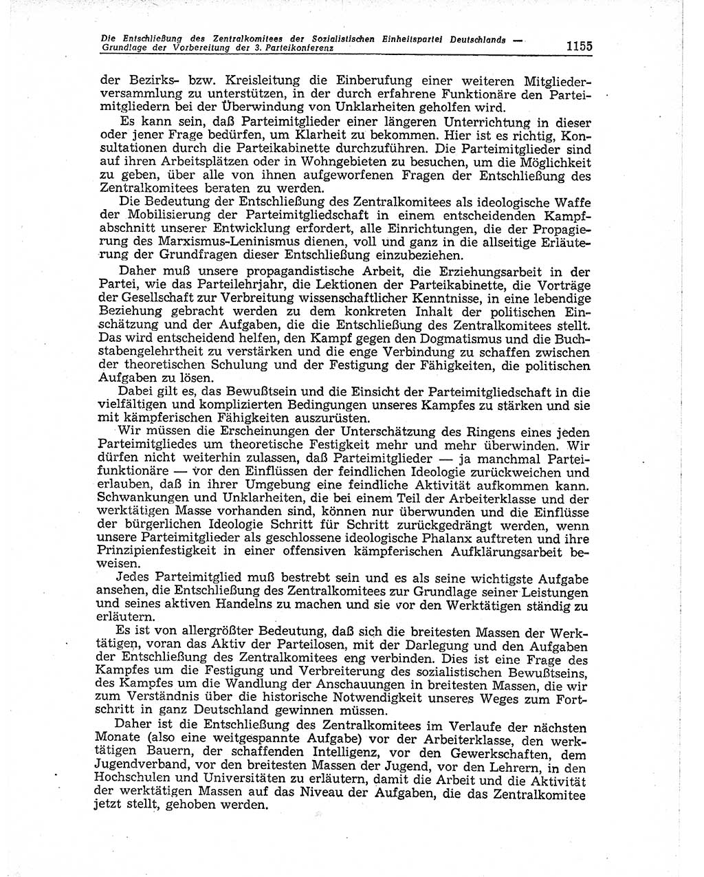 Neuer Weg (NW), Organ des Zentralkomitees (ZK) der SED (Sozialistische Einheitspartei Deutschlands) für Fragen des Parteiaufbaus und des Parteilebens, 10. Jahrgang [Deutsche Demokratische Republik (DDR)] 1955, Seite 1155 (NW ZK SED DDR 1955, S. 1155)