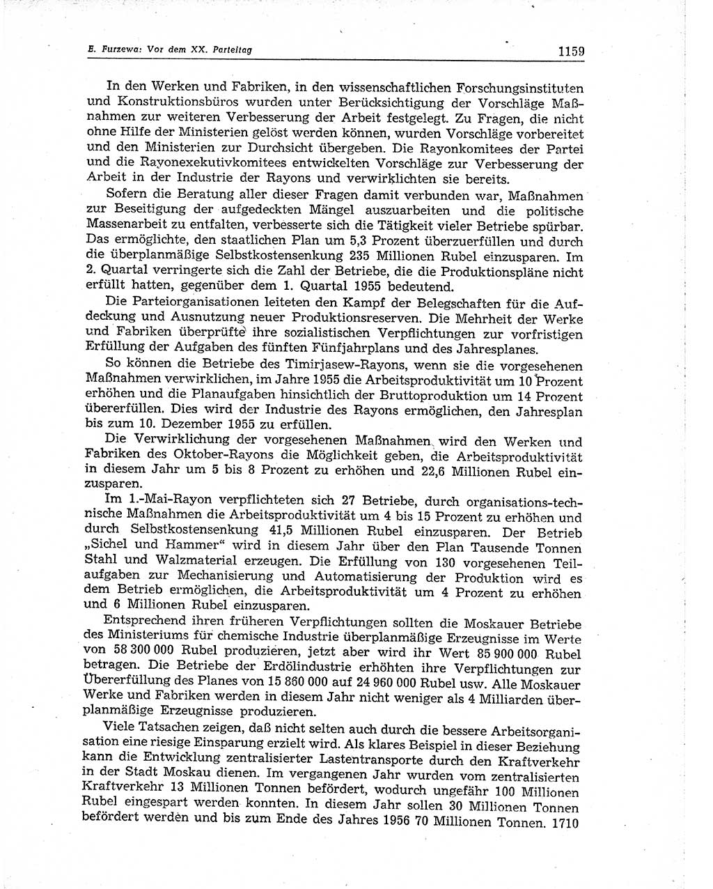 Neuer Weg (NW), Organ des Zentralkomitees (ZK) der SED (Sozialistische Einheitspartei Deutschlands) für Fragen des Parteiaufbaus und des Parteilebens, 10. Jahrgang [Deutsche Demokratische Republik (DDR)] 1955, Seite 1159 (NW ZK SED DDR 1955, S. 1159)