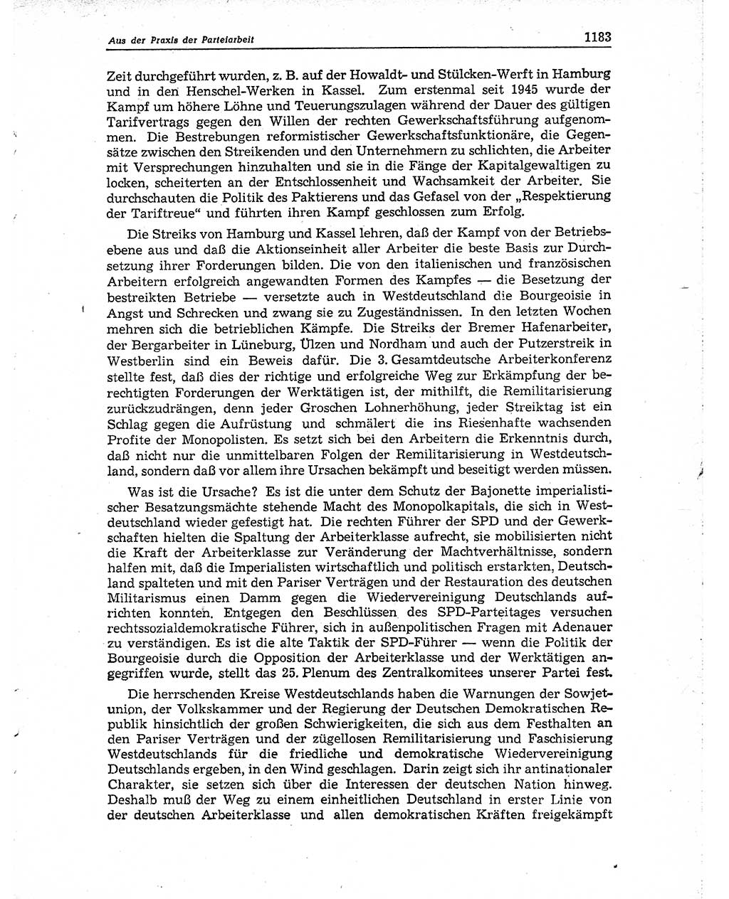 Neuer Weg (NW), Organ des Zentralkomitees (ZK) der SED (Sozialistische Einheitspartei Deutschlands) für Fragen des Parteiaufbaus und des Parteilebens, 10. Jahrgang [Deutsche Demokratische Republik (DDR)] 1955, Seite 1183 (NW ZK SED DDR 1955, S. 1183)