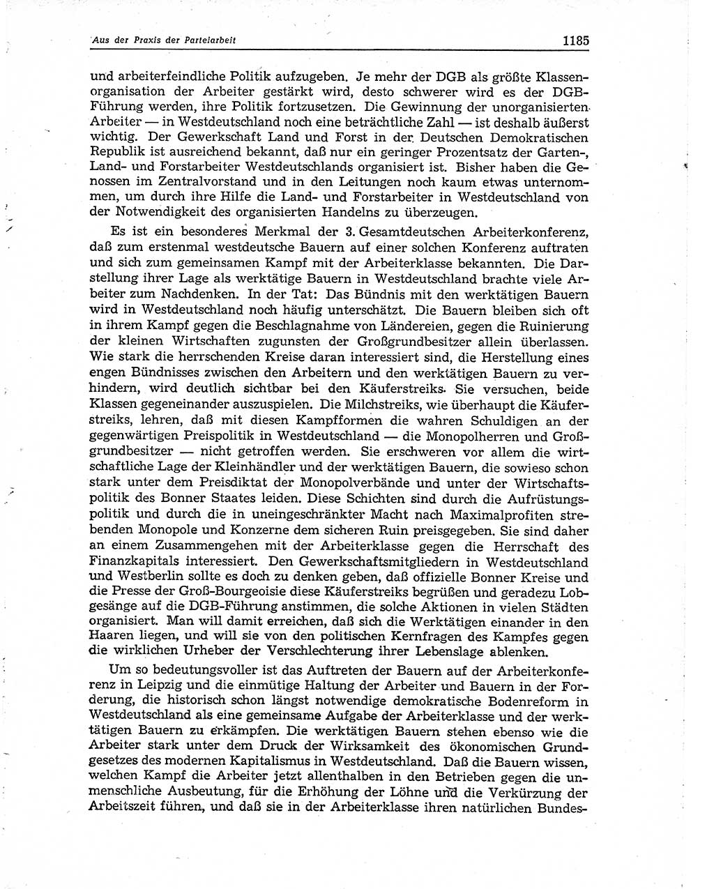 Neuer Weg (NW), Organ des Zentralkomitees (ZK) der SED (Sozialistische Einheitspartei Deutschlands) für Fragen des Parteiaufbaus und des Parteilebens, 10. Jahrgang [Deutsche Demokratische Republik (DDR)] 1955, Seite 1185 (NW ZK SED DDR 1955, S. 1185)