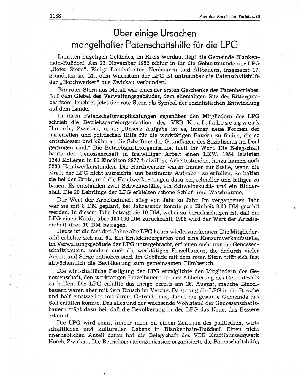 Neuer Weg (NW), Organ des Zentralkomitees (ZK) der SED (Sozialistische Einheitspartei Deutschlands) für Fragen des Parteiaufbaus und des Parteilebens, 10. Jahrgang [Deutsche Demokratische Republik (DDR)] 1955, Seite 1188 (NW ZK SED DDR 1955, S. 1188)