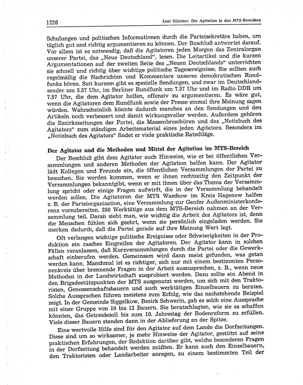 Neuer Weg (NW), Organ des Zentralkomitees (ZK) der SED (Sozialistische Einheitspartei Deutschlands) für Fragen des Parteiaufbaus und des Parteilebens, 10. Jahrgang [Deutsche Demokratische Republik (DDR)] 1955, Seite 1226 (NW ZK SED DDR 1955, S. 1226)