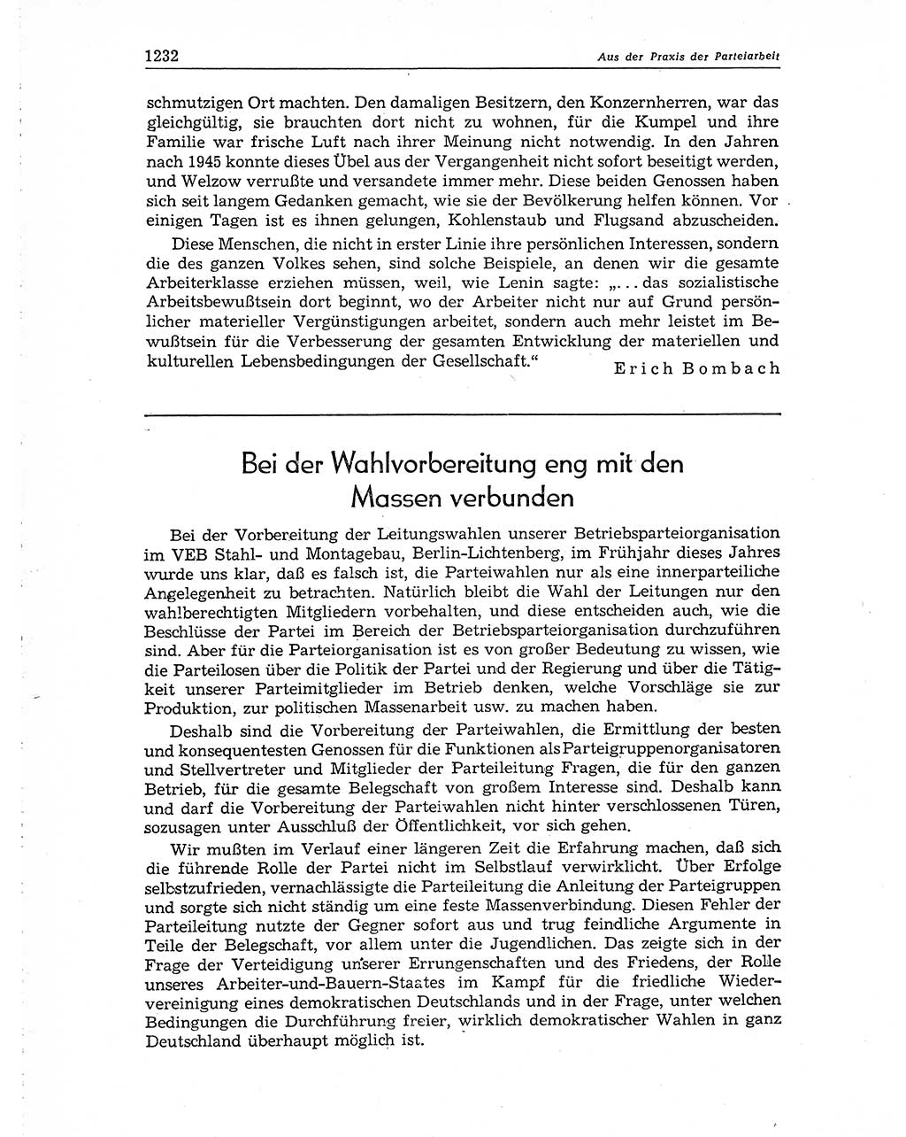 Neuer Weg (NW), Organ des Zentralkomitees (ZK) der SED (Sozialistische Einheitspartei Deutschlands) für Fragen des Parteiaufbaus und des Parteilebens, 10. Jahrgang [Deutsche Demokratische Republik (DDR)] 1955, Seite 1232 (NW ZK SED DDR 1955, S. 1232)