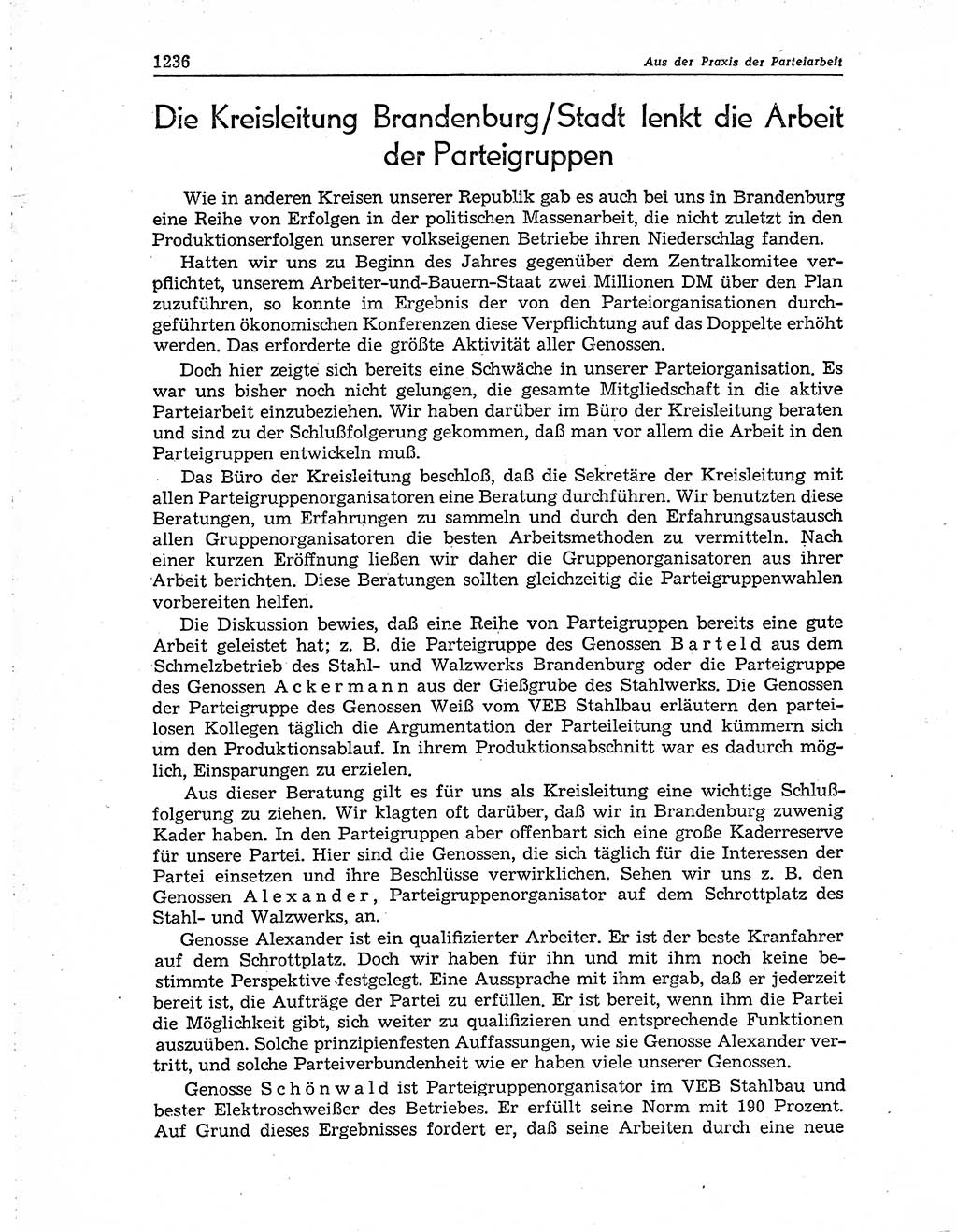 Neuer Weg (NW), Organ des Zentralkomitees (ZK) der SED (Sozialistische Einheitspartei Deutschlands) für Fragen des Parteiaufbaus und des Parteilebens, 10. Jahrgang [Deutsche Demokratische Republik (DDR)] 1955, Seite 1236 (NW ZK SED DDR 1955, S. 1236)