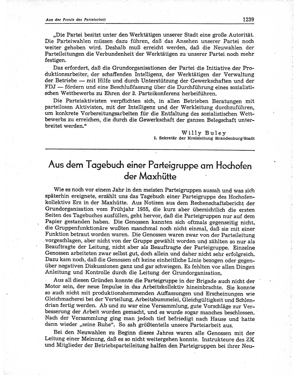 Neuer Weg (NW), Organ des Zentralkomitees (ZK) der SED (Sozialistische Einheitspartei Deutschlands) für Fragen des Parteiaufbaus und des Parteilebens, 10. Jahrgang [Deutsche Demokratische Republik (DDR)] 1955, Seite 1239 (NW ZK SED DDR 1955, S. 1239)