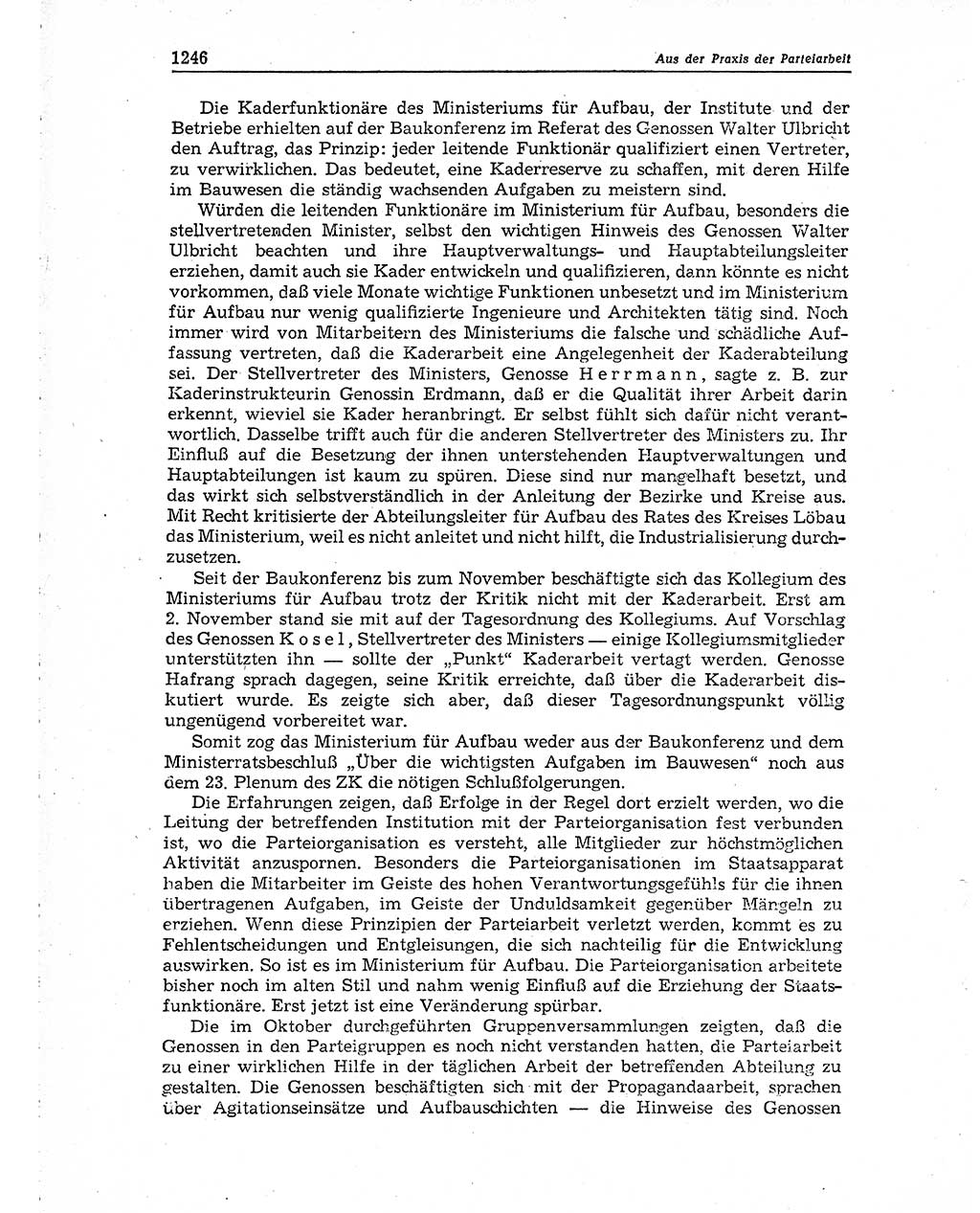 Neuer Weg (NW), Organ des Zentralkomitees (ZK) der SED (Sozialistische Einheitspartei Deutschlands) für Fragen des Parteiaufbaus und des Parteilebens, 10. Jahrgang [Deutsche Demokratische Republik (DDR)] 1955, Seite 1246 (NW ZK SED DDR 1955, S. 1246)