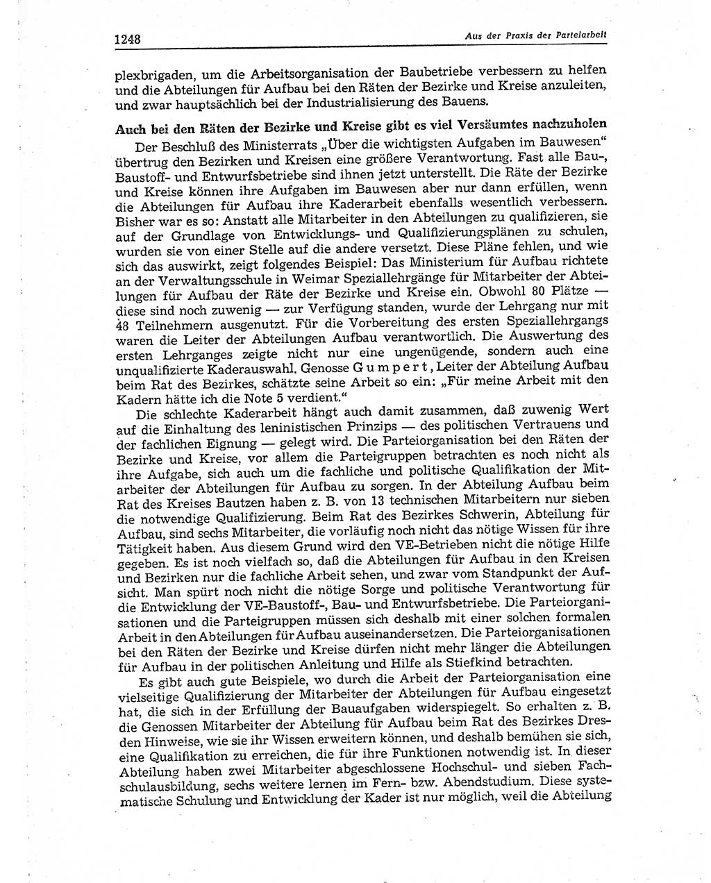 Neuer Weg (NW), Organ des Zentralkomitees (ZK) der SED (Sozialistische Einheitspartei Deutschlands) für Fragen des Parteiaufbaus und des Parteilebens, 10. Jahrgang [Deutsche Demokratische Republik (DDR)] 1955, Seite 1248 (NW ZK SED DDR 1955, S. 1248)