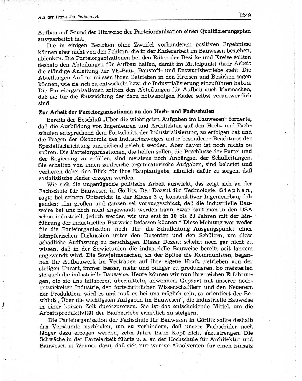 Neuer Weg (NW), Organ des Zentralkomitees (ZK) der SED (Sozialistische Einheitspartei Deutschlands) für Fragen des Parteiaufbaus und des Parteilebens, 10. Jahrgang [Deutsche Demokratische Republik (DDR)] 1955, Seite 1249 (NW ZK SED DDR 1955, S. 1249)