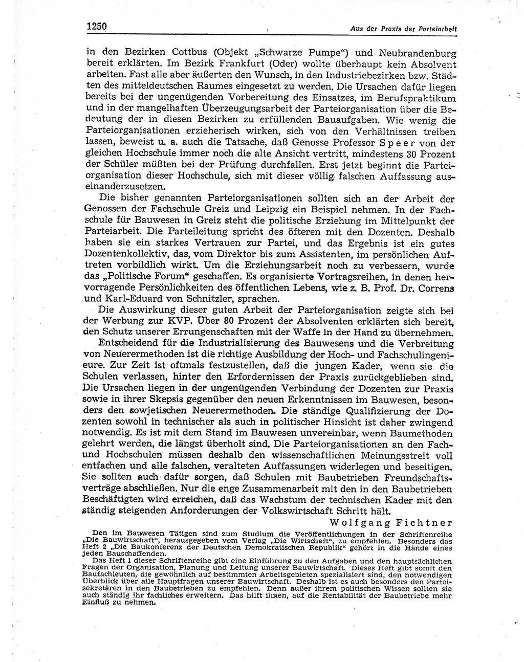 Neuer Weg (NW), Organ des Zentralkomitees (ZK) der SED (Sozialistische Einheitspartei Deutschlands) für Fragen des Parteiaufbaus und des Parteilebens, 10. Jahrgang [Deutsche Demokratische Republik (DDR)] 1955, Seite 1250 (NW ZK SED DDR 1955, S. 1250)