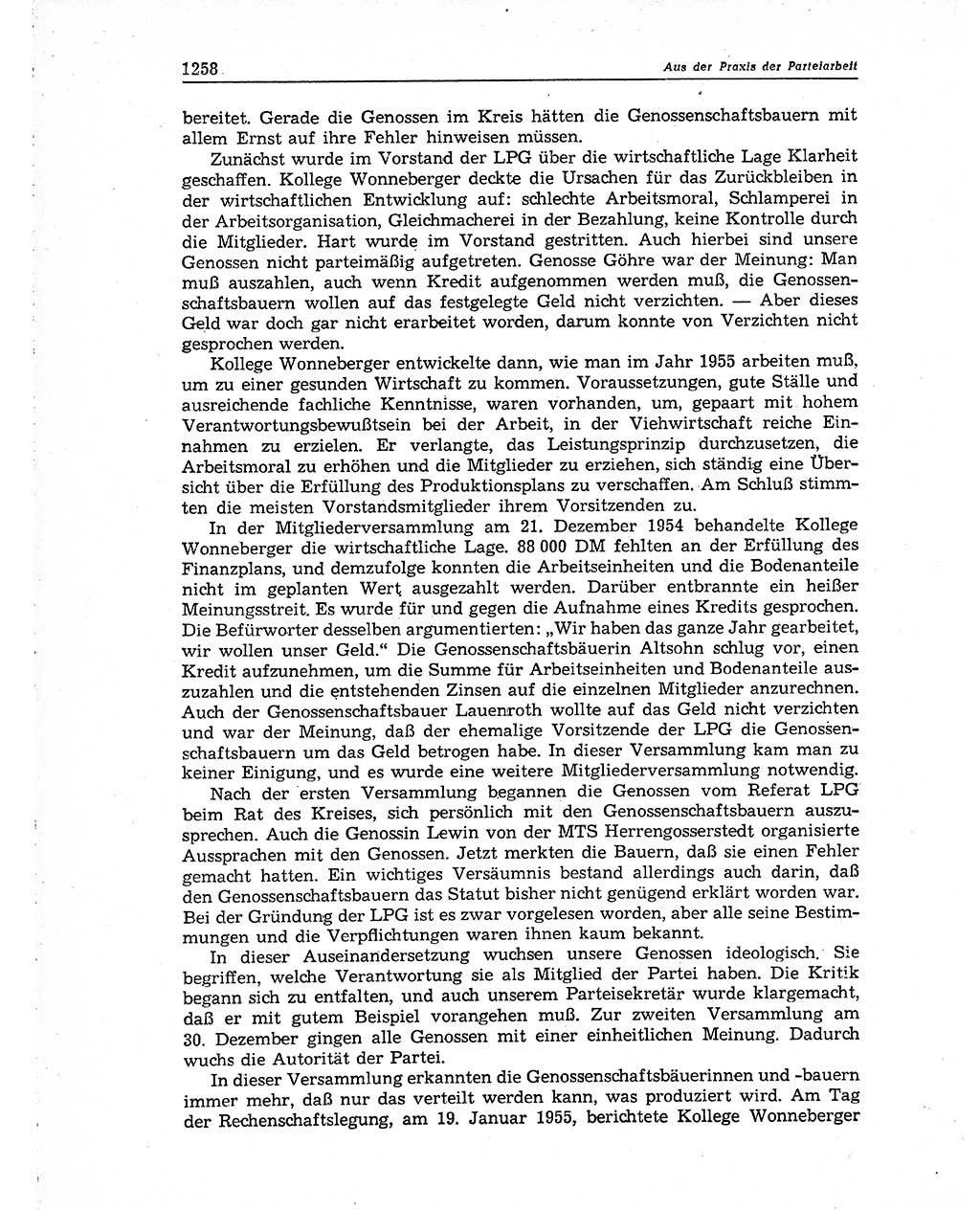 Neuer Weg (NW), Organ des Zentralkomitees (ZK) der SED (Sozialistische Einheitspartei Deutschlands) für Fragen des Parteiaufbaus und des Parteilebens, 10. Jahrgang [Deutsche Demokratische Republik (DDR)] 1955, Seite 1258 (NW ZK SED DDR 1955, S. 1258)